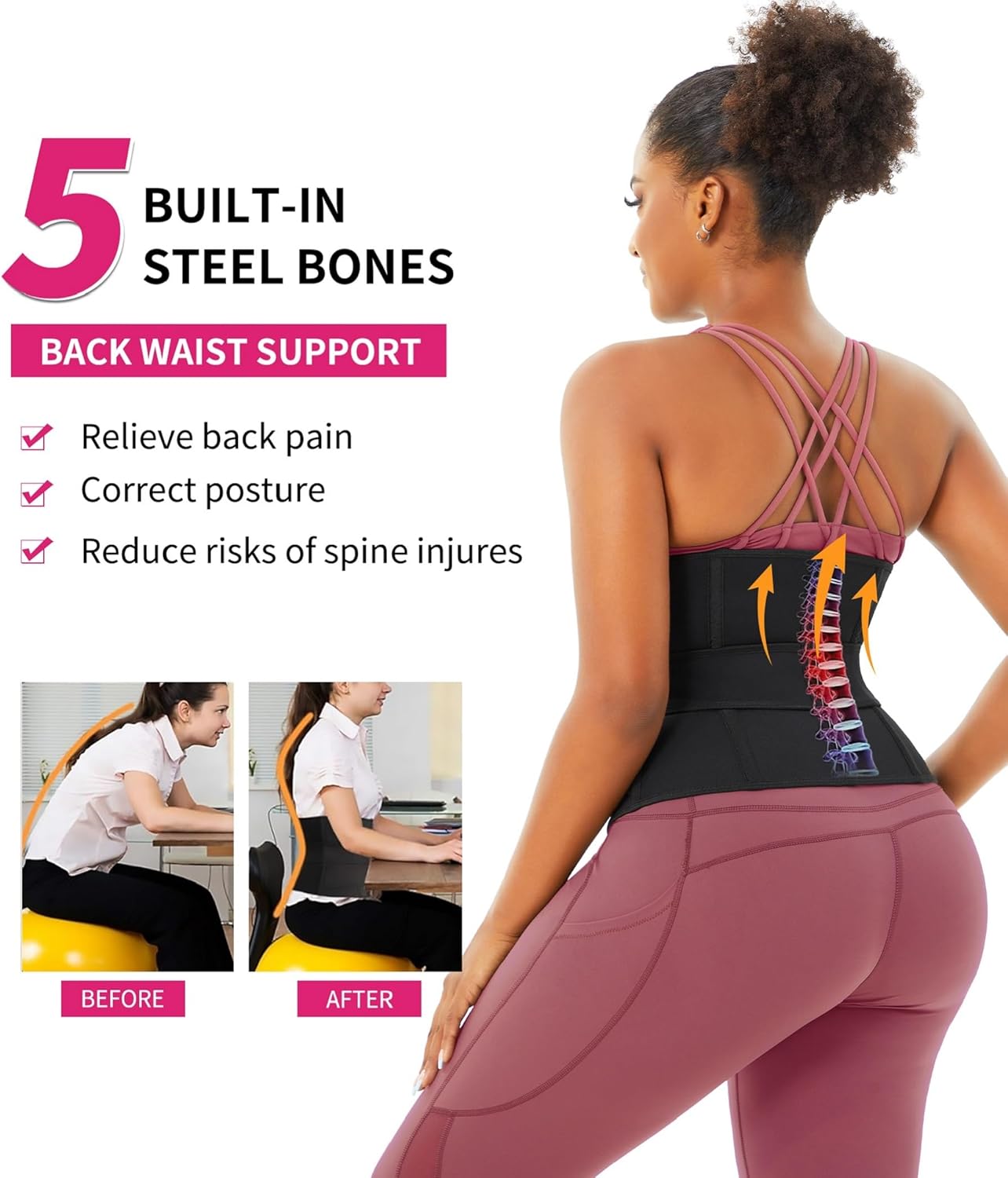 Women Waist Trainer Belt Tummy Control Workout Waist Cincher Sauna Sweat Girdle Sport Waist Trimmer Slim Belly Band (Small, Black)…