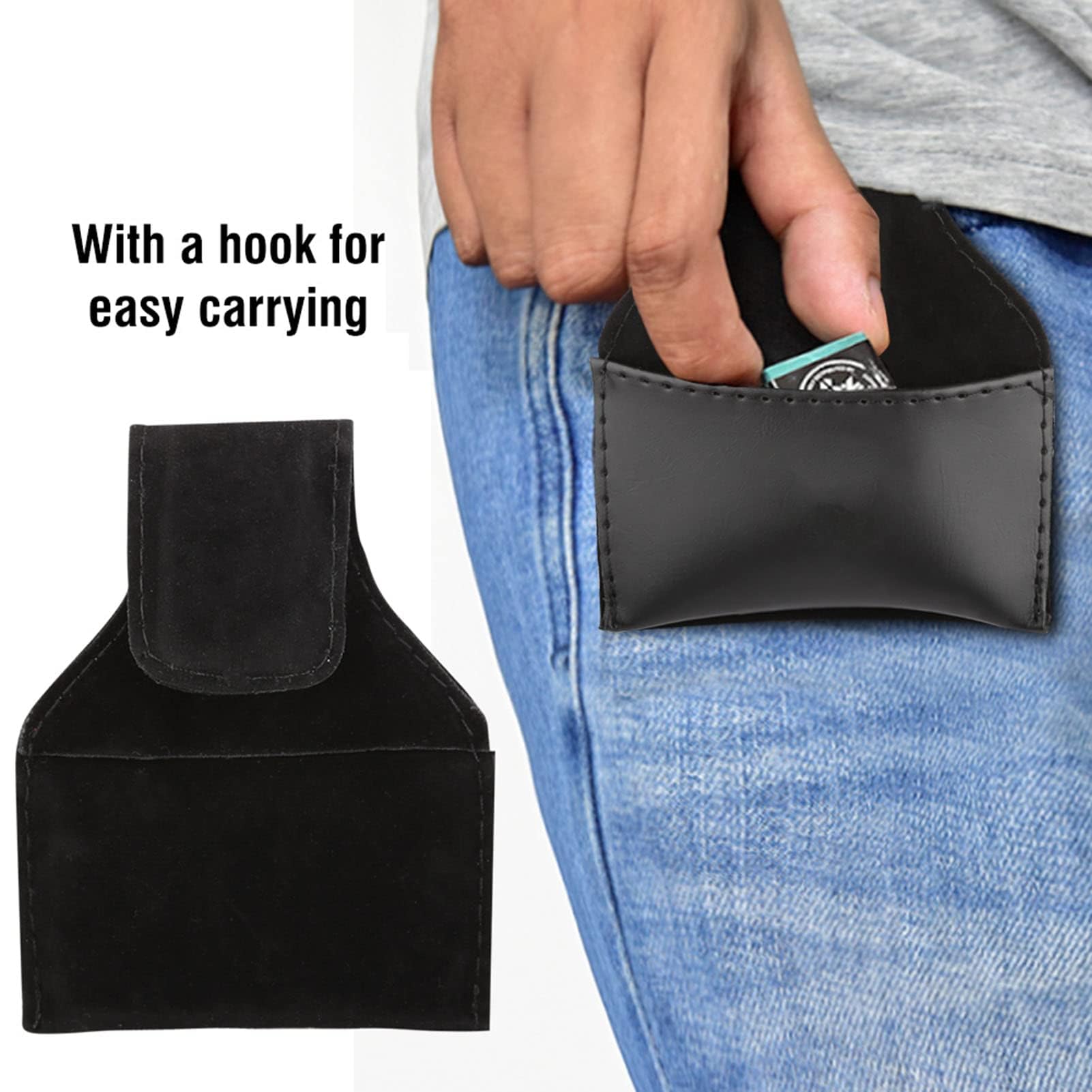 Porte Craie Billard, 4.72 × 3.94 Pouces Portable Snooker Billard Sac De Craie PU Pouch Sac Accessoire, Porte Craie Billard, Sac à Craie Pour Queue De Billard, Snooker Billard Craie Sac PU Cuir Noir