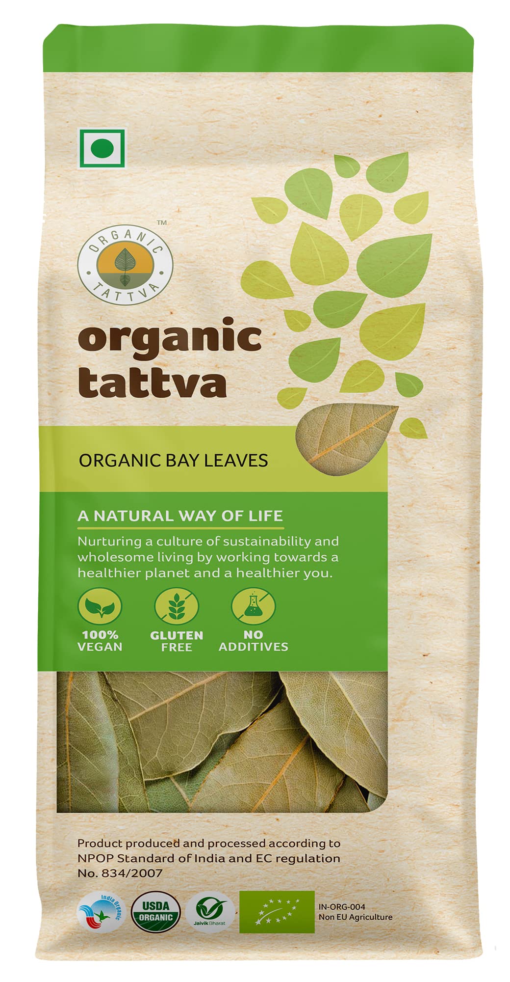 Organic Tattva, Organic Bay Leaves/Tej Patta Whole, 200 Gram | 100% Vegan and Gluten Free | 50 Gram Each
