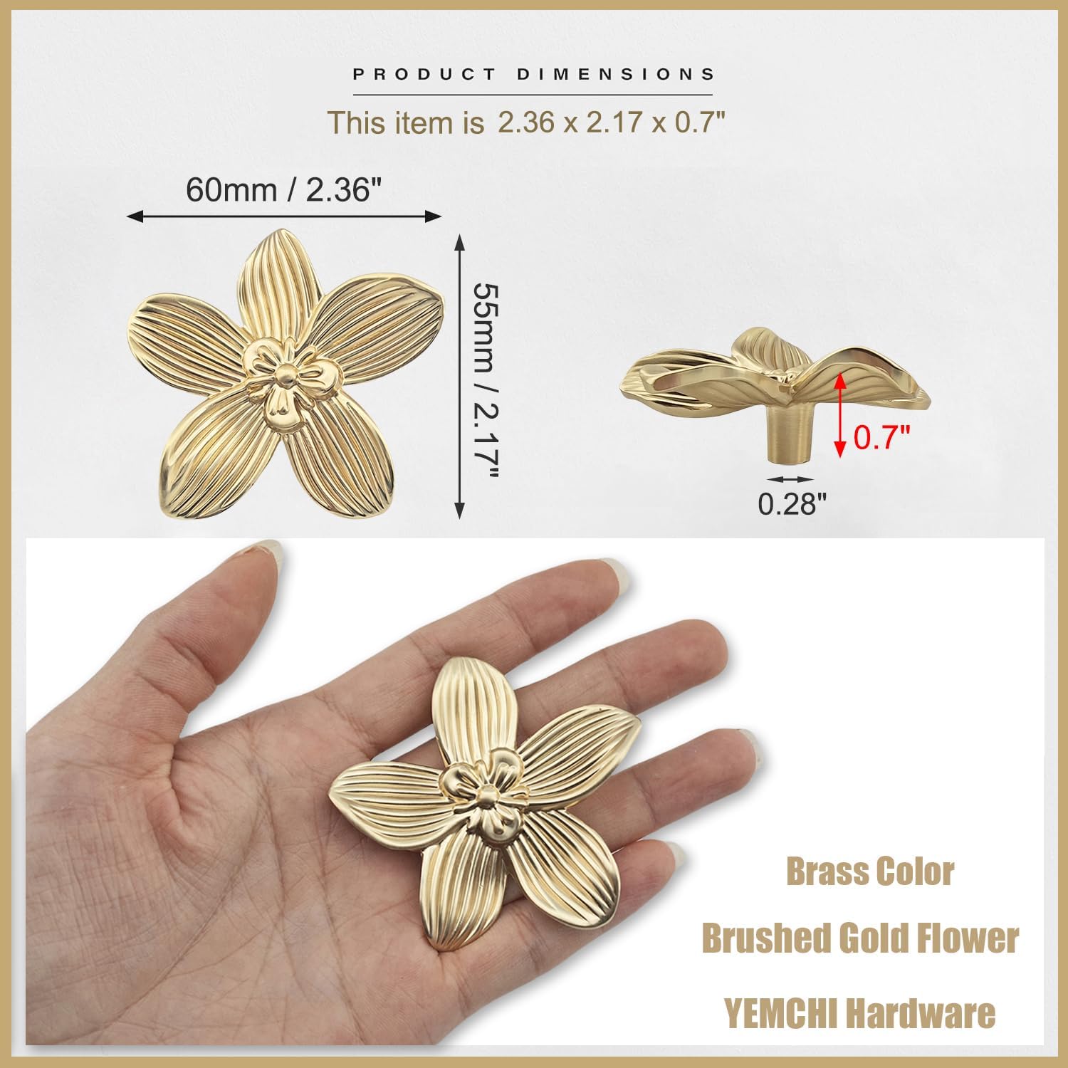 8 Pack Gold Decorative Flower Wall Hooks with Self Adhesive, Cute Floral Towel Coat Purse Backpack Screw-in Wall Hangers, Zinc Petal Door Hook for Bathroom Shower Kitchen (8 Flower)