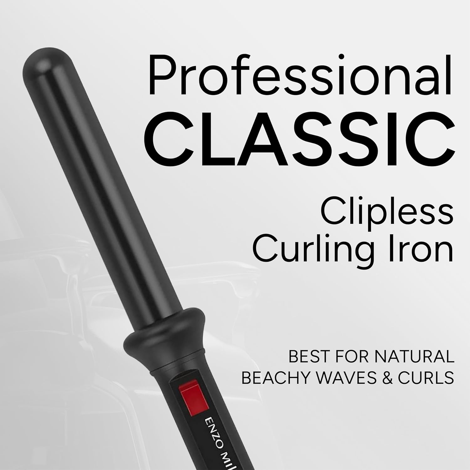 ENZO Milano 25mm (1 Inch) Clipless Ceramic Curling Iron / Curling Wand