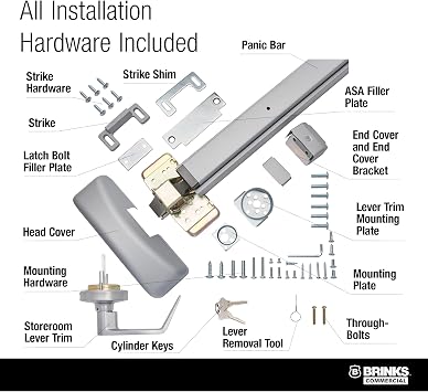 Brinks Commercial Rim Panic Exit Device with Storeroom Lever Trim, Aluminum - UL Listed Emergency Exit Hardware for Businesses