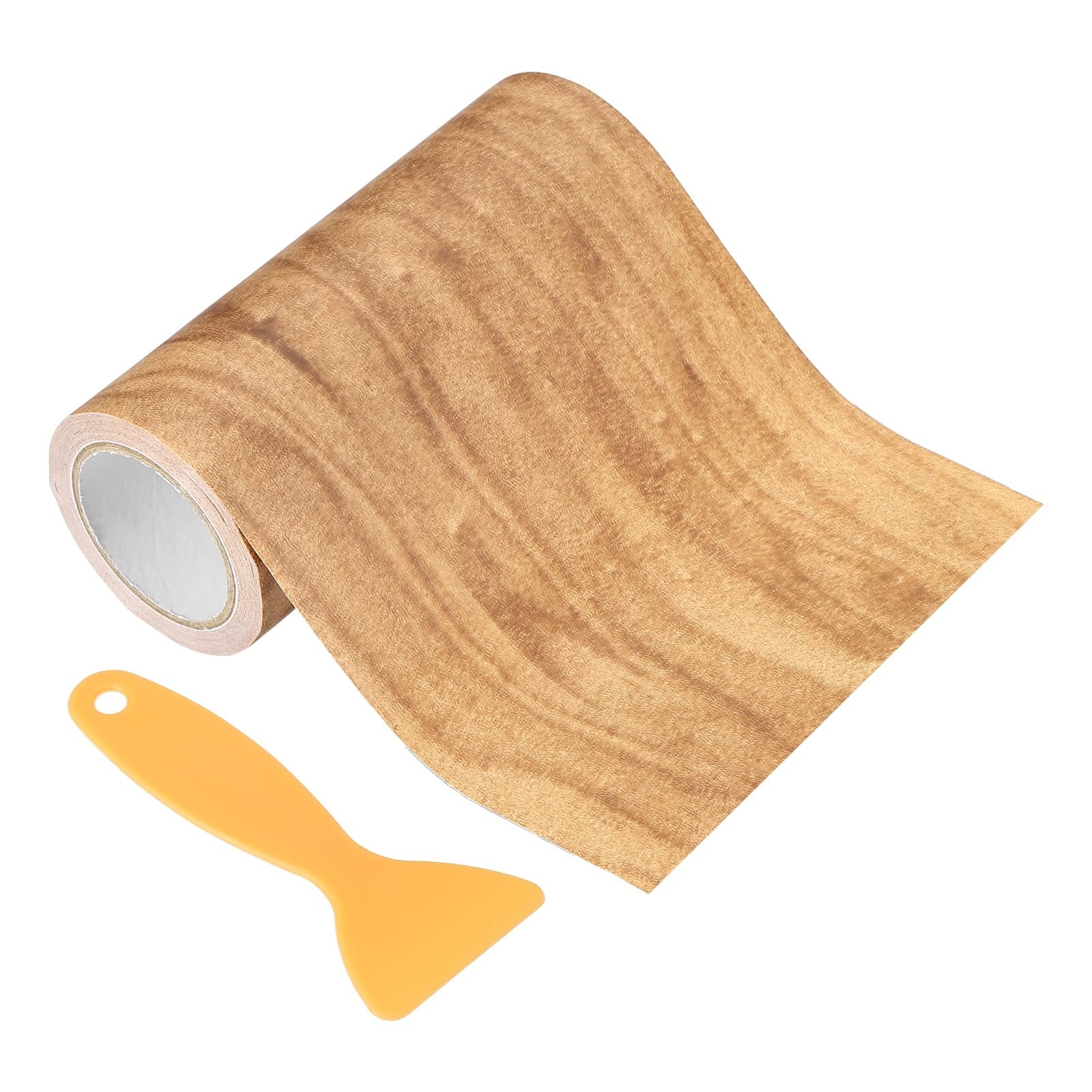 PATIKIL Wood Grain Repair Tape 12.5cm x 4.57m, Self Adhesive Realistic Textured Repair Tape Patch with Scraper for Floor Door Table Cabinets Desk, Maple Chestnut