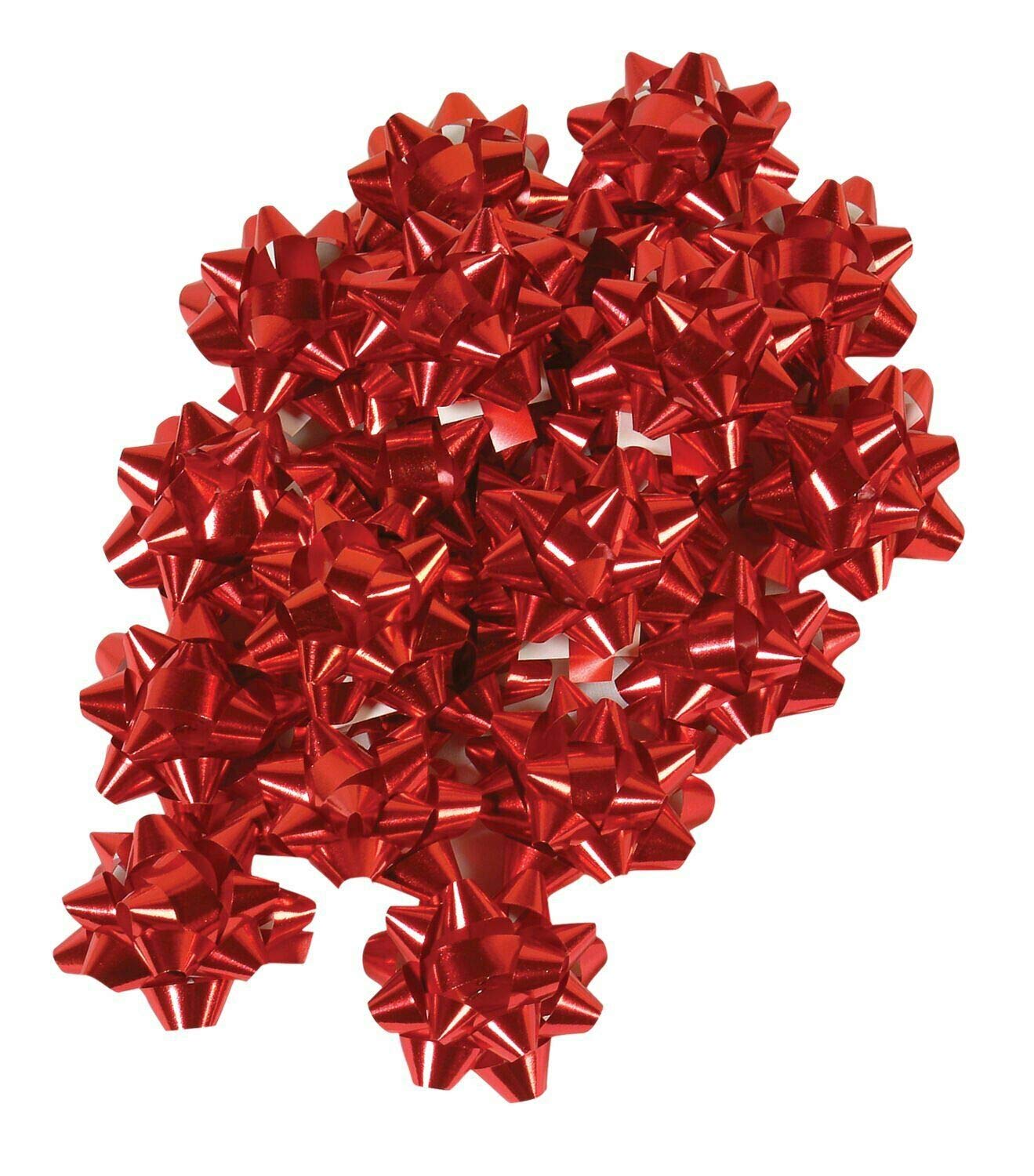 100 PC Mini Metallic Star Bows for Gift Wrapping Special Occasion Christmas (Red)