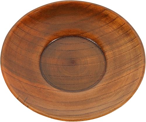 Miniatura 9 de Yardwe 4 unidades de platos de vinagre decorativos para sala, bandejas redondas de madera de madera, platos de servicio para fiestas, bandeja de