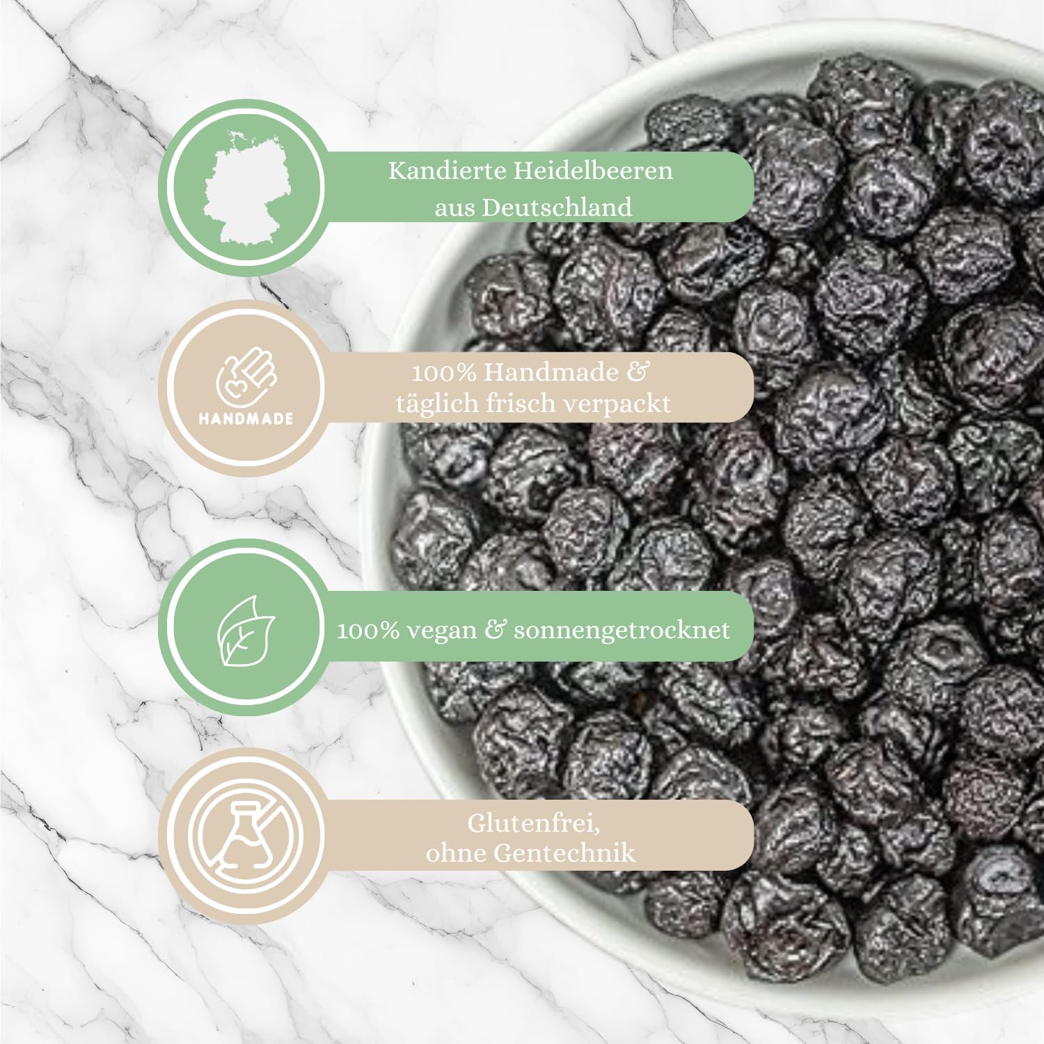 1001 Frucht getrocknete Heidelbeeren 1000 g kandiert I Wilde Blaubeeren ungeschwefelt aus Deutschland ohne Zusätze I Saftige Trockenbeeren Waldheidelbeeren getrocknet gentechnikfrei…