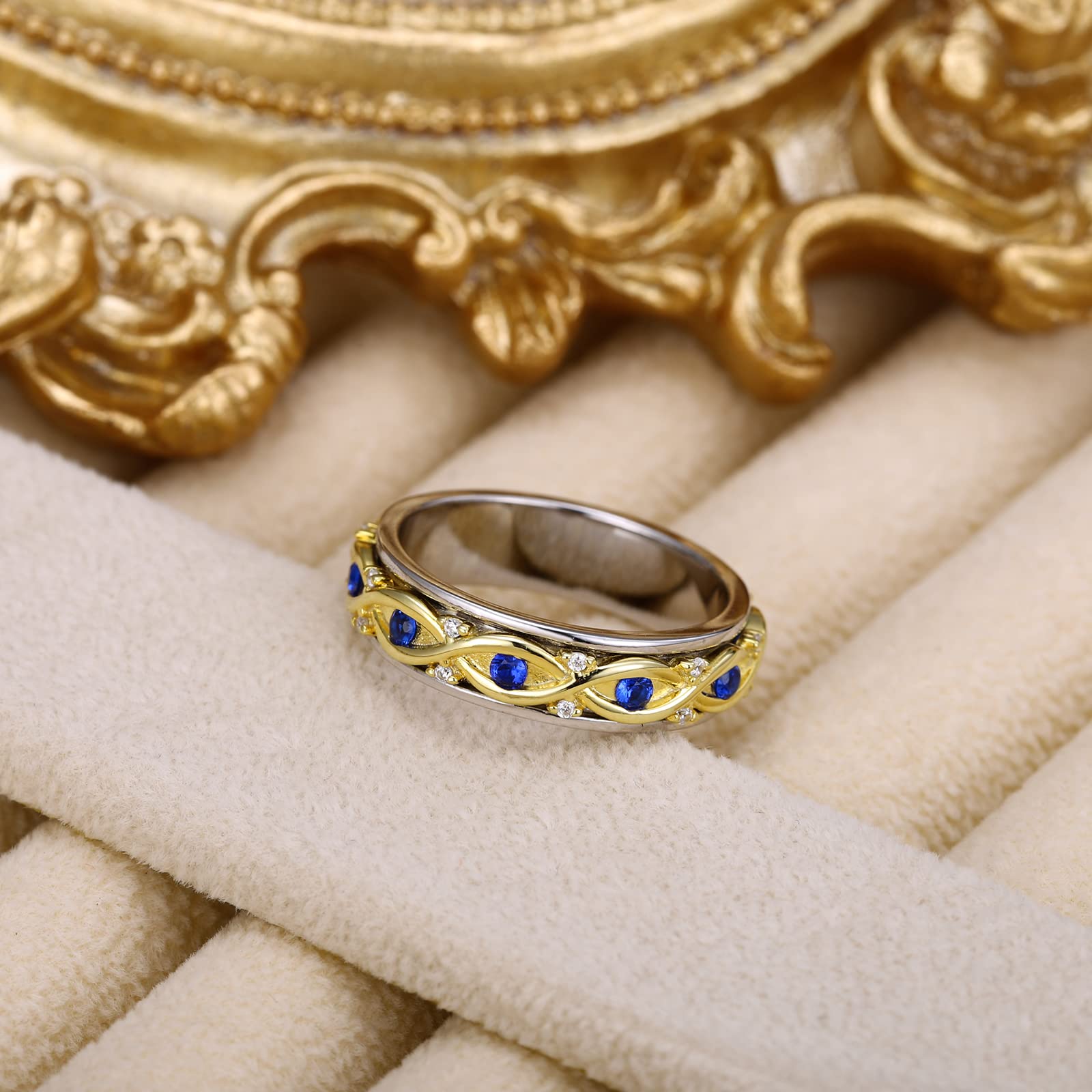 Anillo giratorio de plata de ley 925 para ansiedad, para mujeres, hombres e hijas
