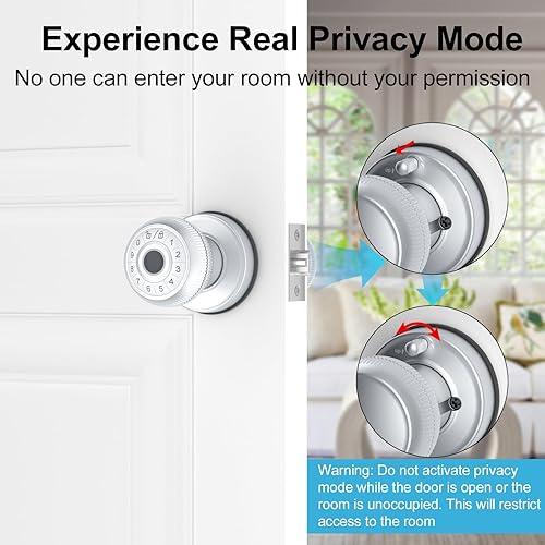 Miniatura 4 de Pomo de puerta inteligente 4 en 1, perilla de puerta de huellas dactilares con control de aplicación, cerradura inteligente de puerta de huellas