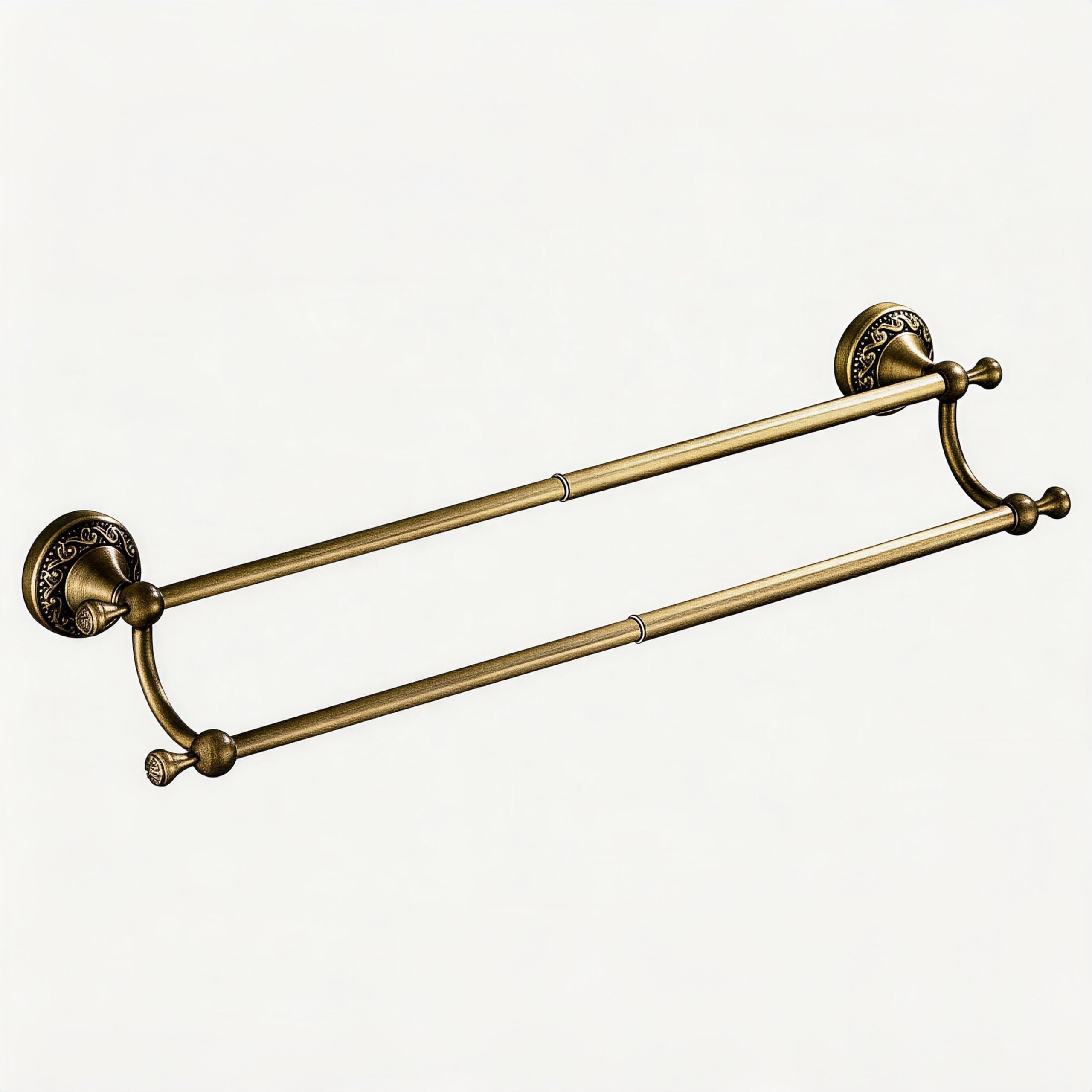 Antique Bronze Brass Double Towel Bar,Adjustable 15.5 to 27.5 Inch Bath Towel Bar Rack for Bathroom Towel Holder, Wall Mounted Bathroom Hardware Accessories,Pattern Carving Design