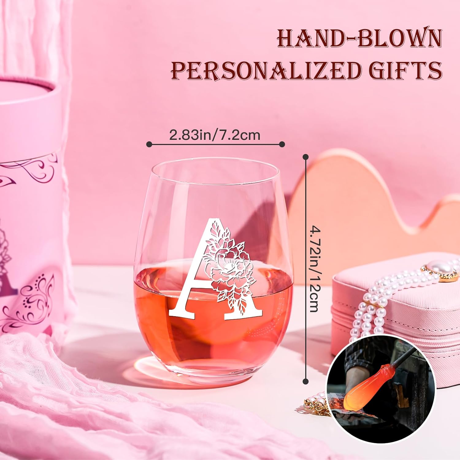 Personalized Wine Glasses for Women, Custom A-Z Initial Monogrammed Wine Glass, Customized Birthday, Wedding & Christmas Gifts for Her - Image 2