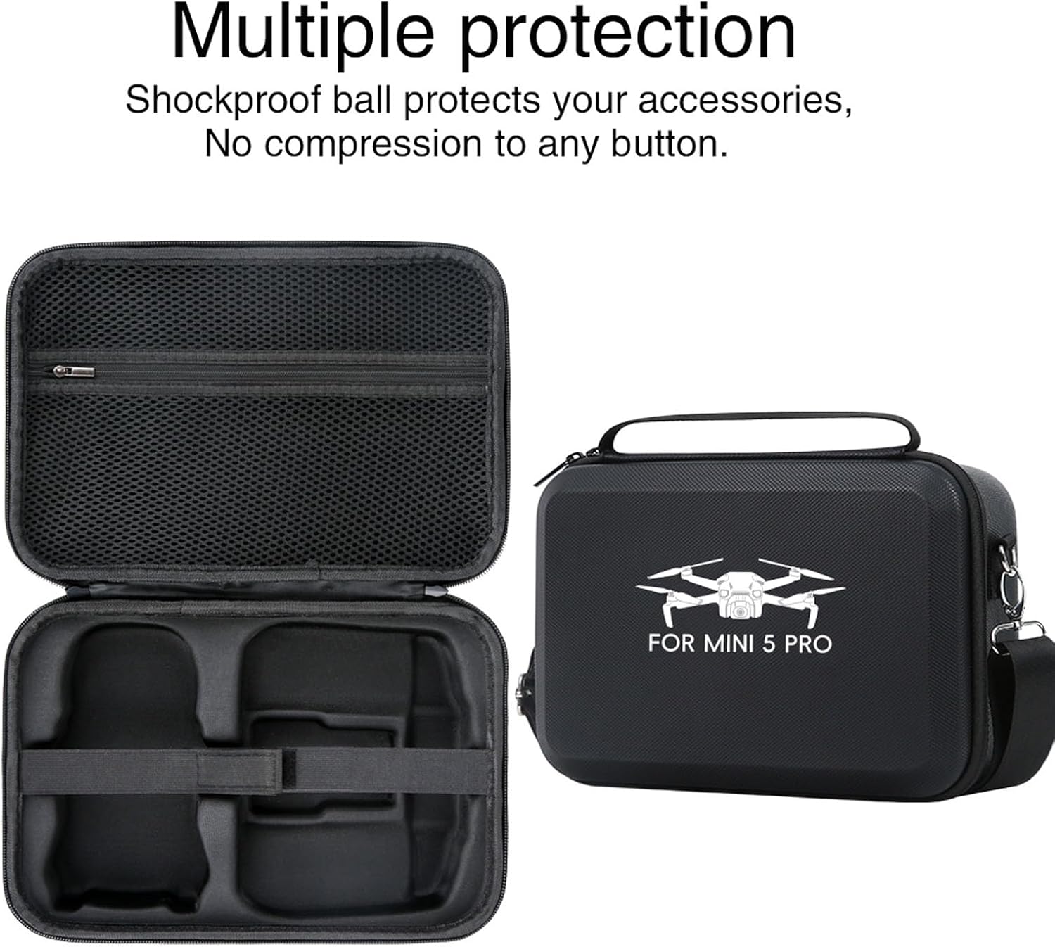 Mini 5 Pro Storage Case, Portable Carrying Bag for DJI Mini 5 Pro Drone, RC 2 Controller, Battery and Accessories (Black)