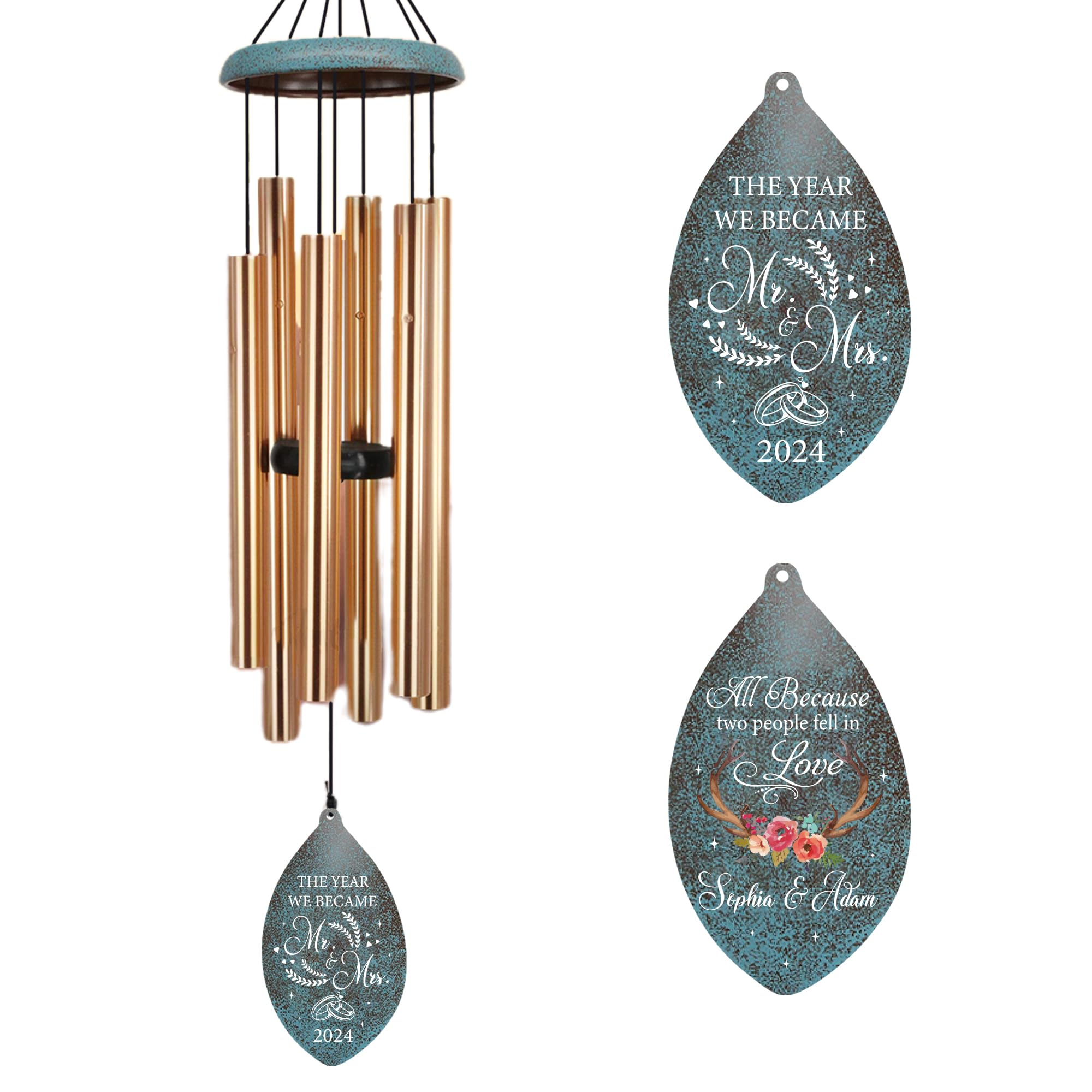 ASTARIN Wedding Gifts Wind Chime, Personalized Names &amp; Date Wind Chimes Gifts for Couple 2026, Wedding Gift for Newlywed Bride Groom Husband Wife, Valentine’s Day Anniversary