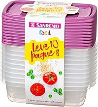 Sanremo - Kit com 10 Potes Plásticos Quadrados de 785mL, Linha Fácil