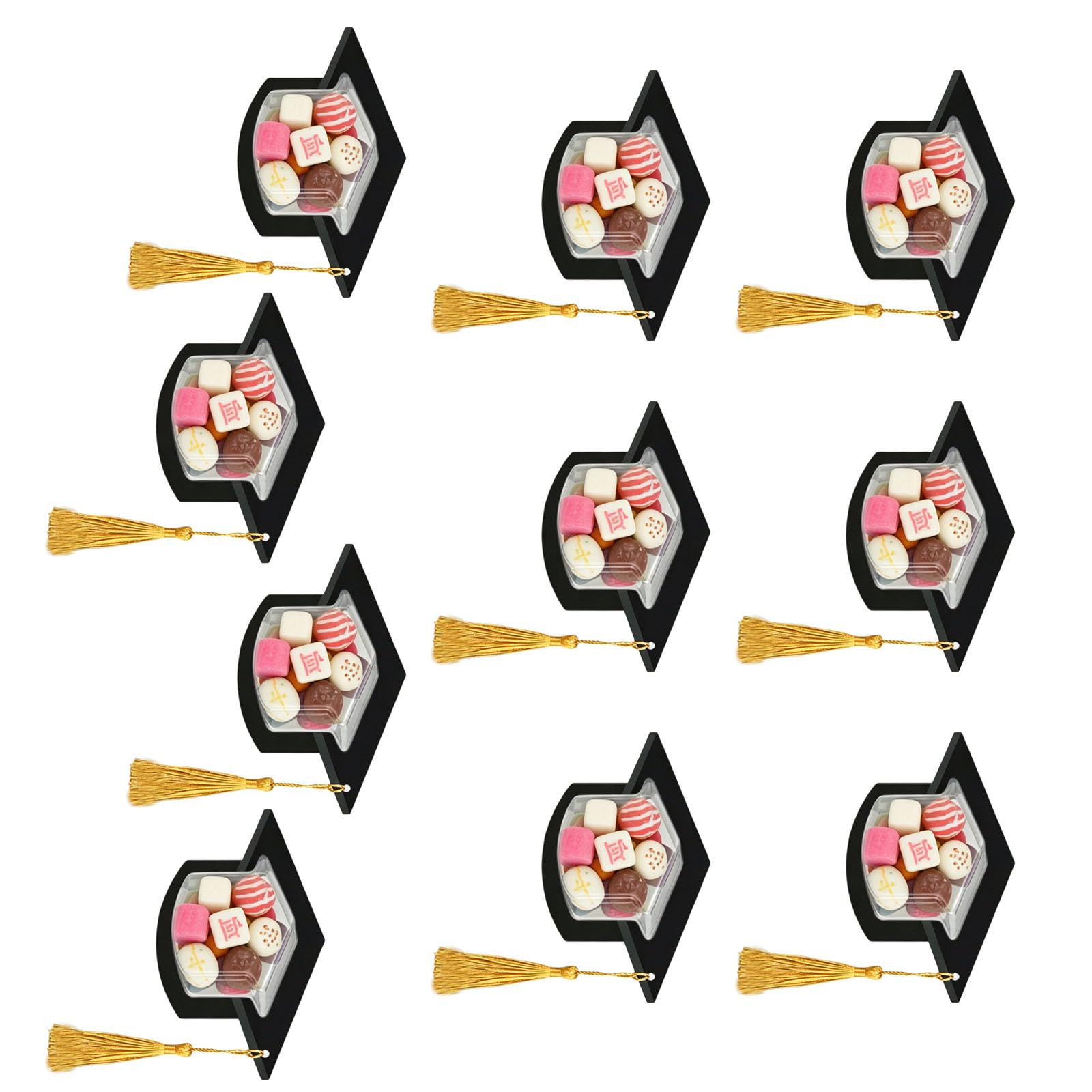 Kaeltsyn 10Pcs Graduation Cap Shape Candy Box 17x10cm Chocolate Holder Container for Graduate ’ s Day Gift Giving Graduation Cap Box