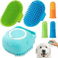 ondware 6PCS Dog Bath Brush Set: Automatic Foam Shampoo Brush, Deshedding Scrubbers & Toothbrushes for Short/Long Hair Dogs & Cats
