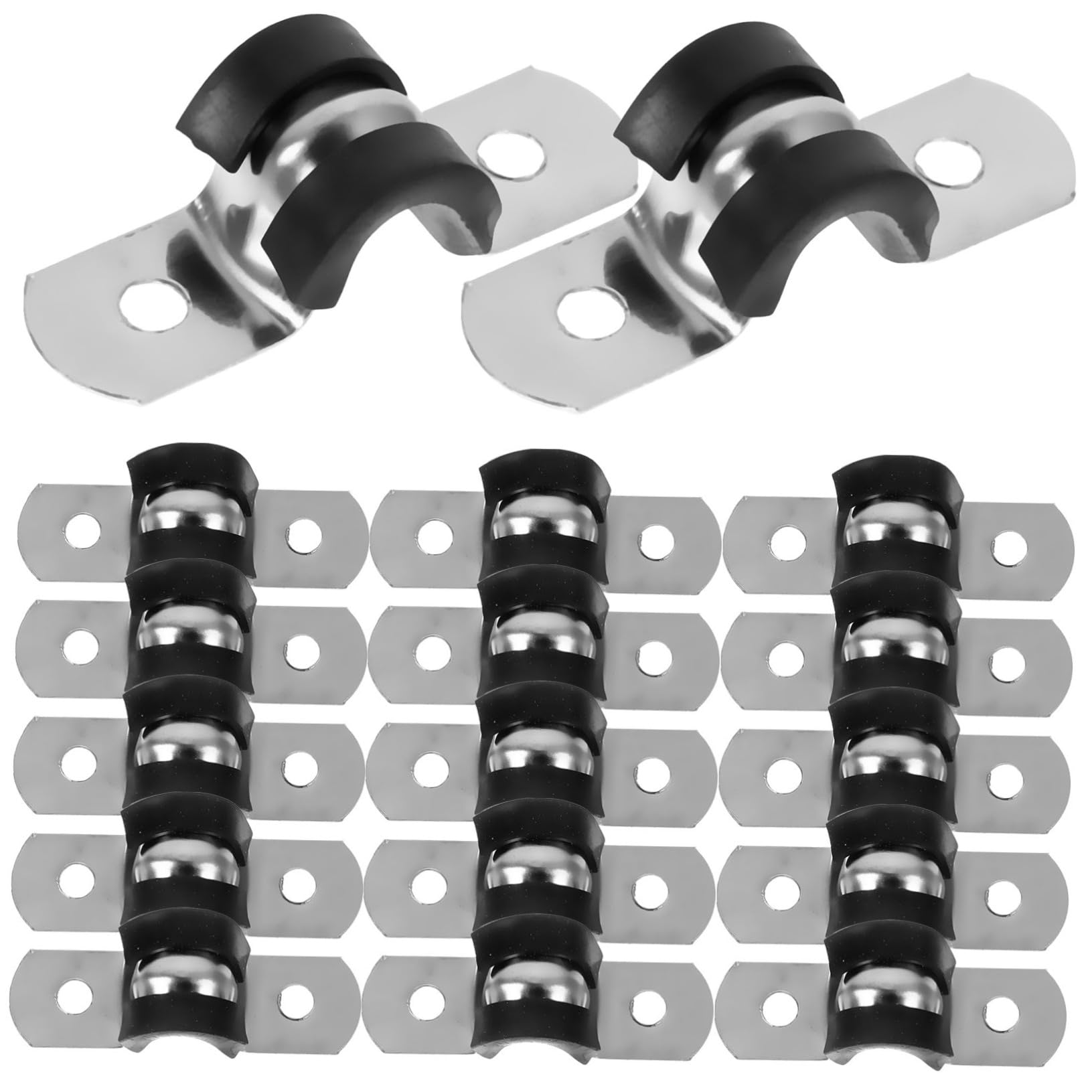 KALLORY 20Pcs U Shaped Cable Strap Clamps with Pads Flexible Wire Clips for Organizing Cables High Stability Easy Installation Non Corrosive Design