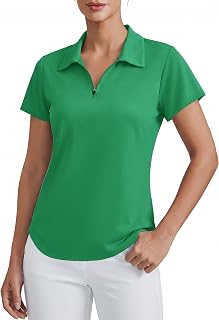 Womens Golf Shirt Short Sleeve UPF 50+ Tennis Polo Shirts 1/4 Zip Up Collared Quick Dry Athletic Pickleball Shirt