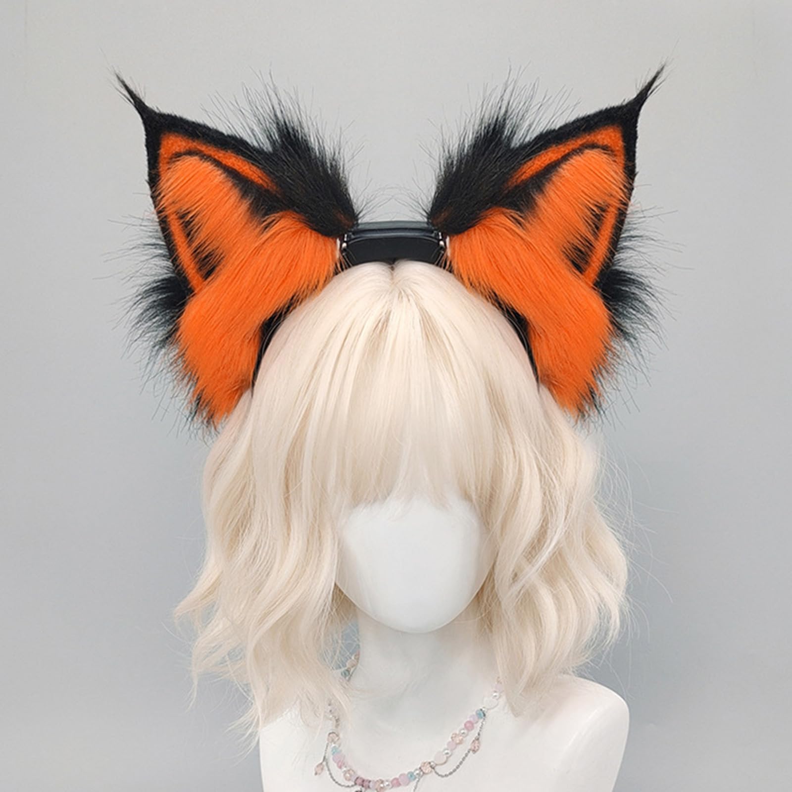 COSPLAY - Diadema de orejas de gatito con orejas de animal, gatito peludo, carnaval, fiesta, animado, disfraz de fiesta peluda, diadema suave y móvil