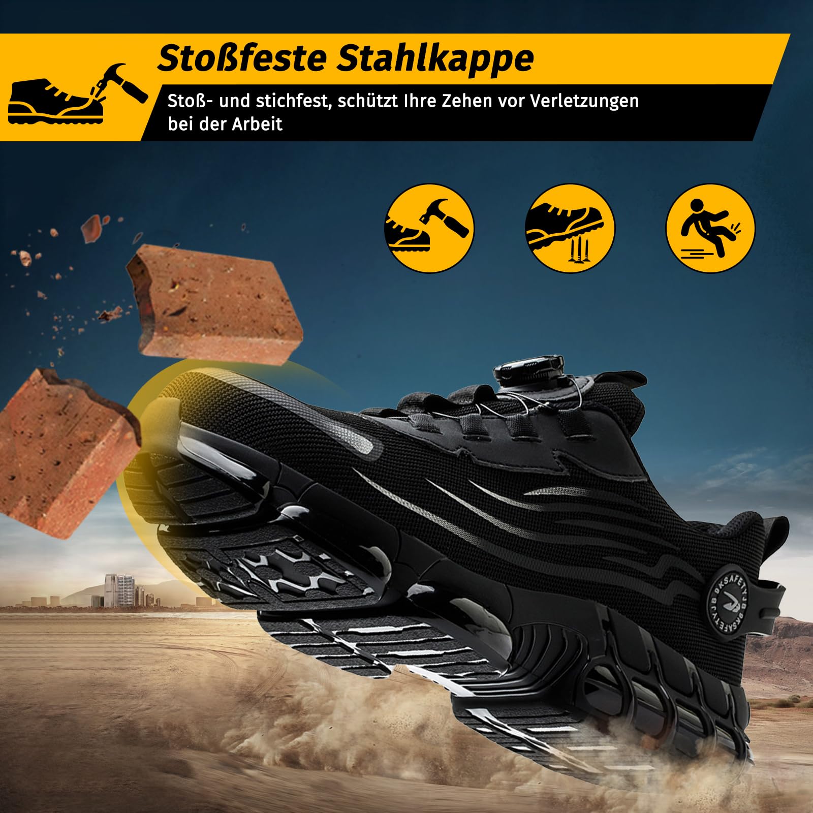 FOGOIN Chaussures de Sécurité Hommes S3, Baskets de Securite Femme, Chaussures de Travail Respirantes et Anti-Pénétration