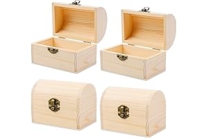 Antique-Inspired Unfinished Wood Treasure Chest Box Craft