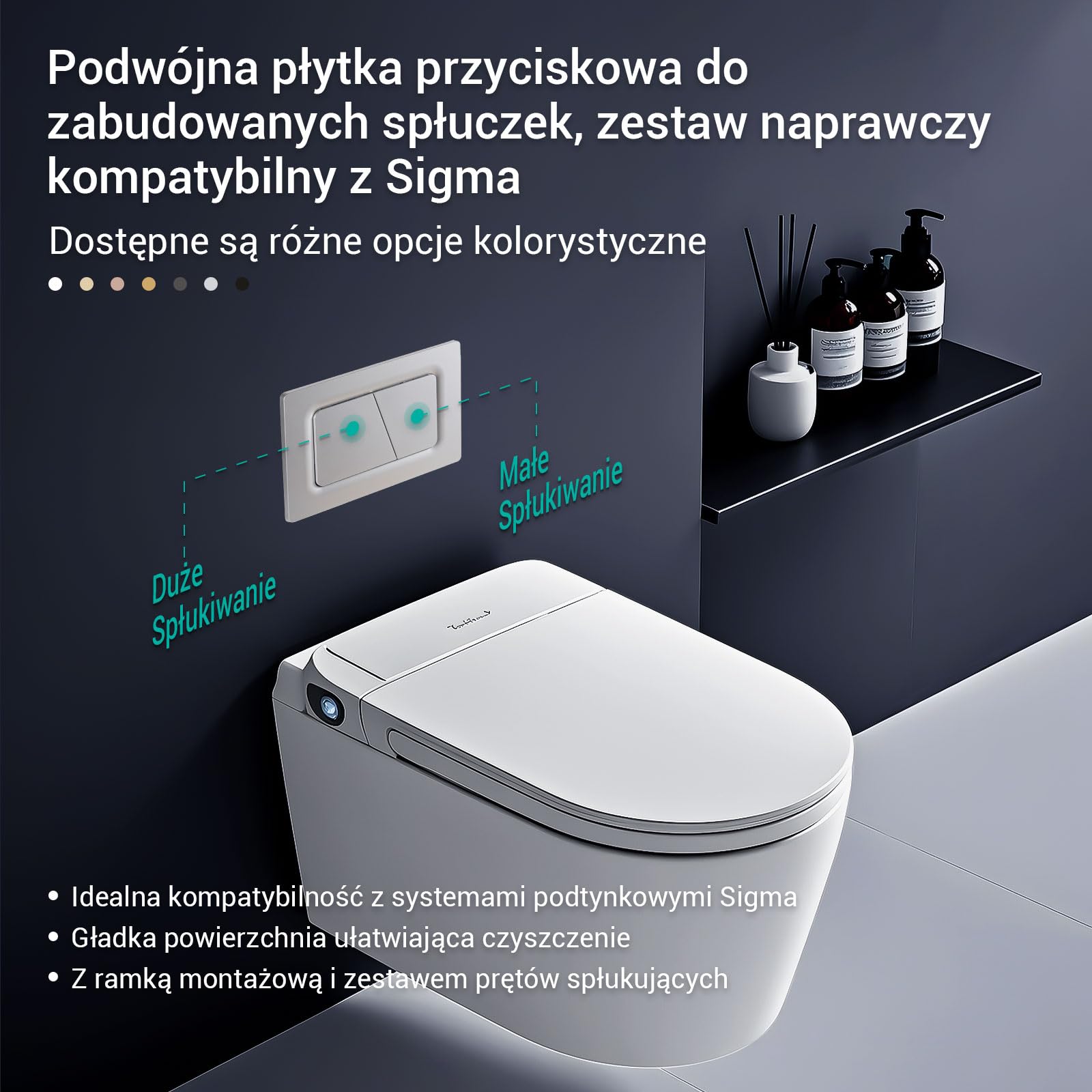 Empyreal Płytka dociskowa do WC spłuczka, części zamienne, kompatybilny z płytami uruchamiającymi Geberit Sigma 01 UP300 i 320, białe tworzywo sztuczne, do 2-krotnego spłukiwania (Srebrny Matowy)