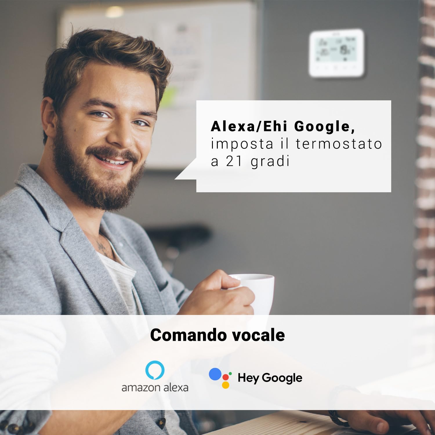 SPC Vesta Thermostat – Termostato riscaldamento WiFi per caldaia a gas, controllo intelligente tramite app, compatibile con Alexa/Google, rilevamento finestra aperta, programmabile e a parete – Bianco
