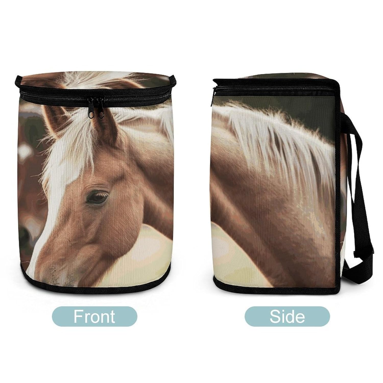 MUSM Leakproof Car Trash Can 2.5 Gallon, Durable Automotive Garbage Bag with Waterproof Liner, Adorable Horse Trash Bag for Car, Truck, RV & Bathroom