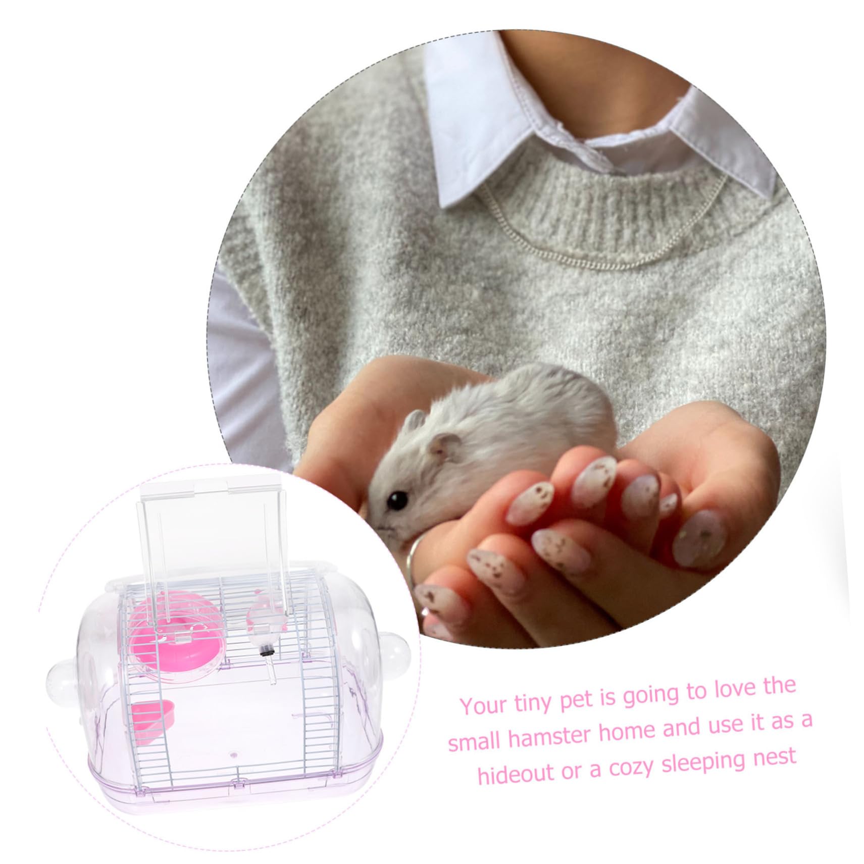 Hamstertransportbox Reisekäfig aus Kunststoff und Eisen, Rosa