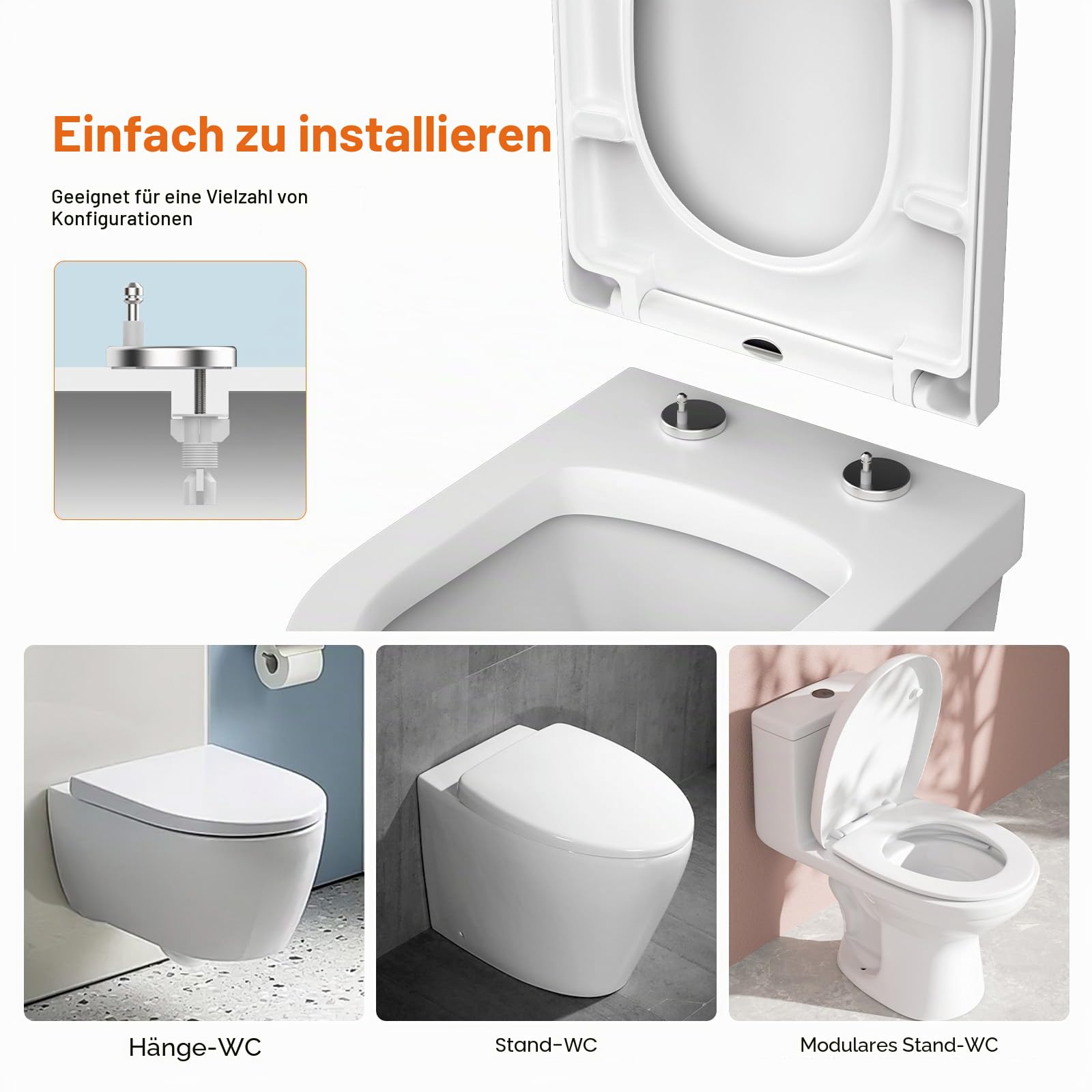 GRIFEMA G951 Toilettensitz, WC Sitz D Form mit Absenkautomatik