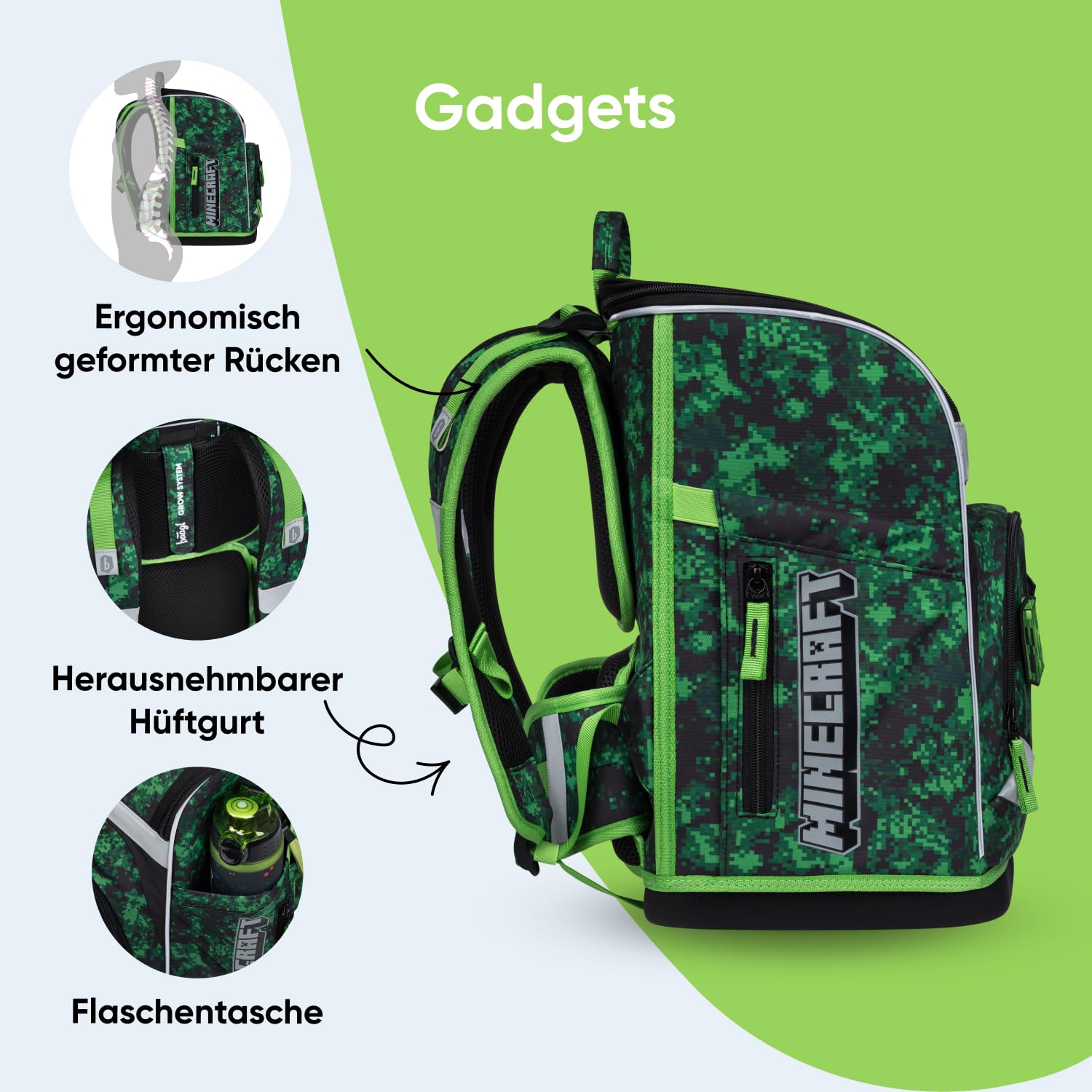 Baagl Schulranzen Jungen 1. Klasse Schultasche Zippy Plus - Minecraft Boom