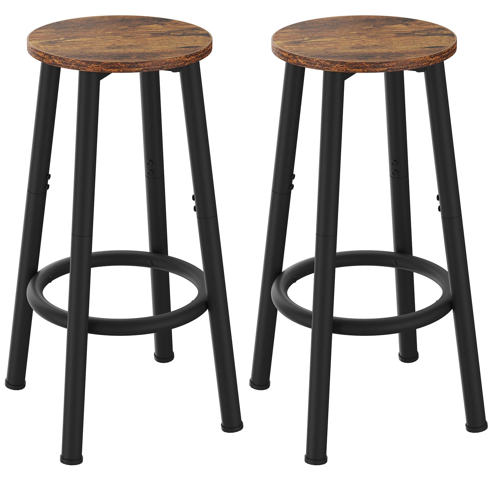 YMYNY Bar Stools Set of 2, 64CM Kitchen Breakfast Bar Stools Chairs with Footrest, Round BarStools for Dining Room, Kitchen, Party, 30×30×64CM Rustic Brown HBS512H