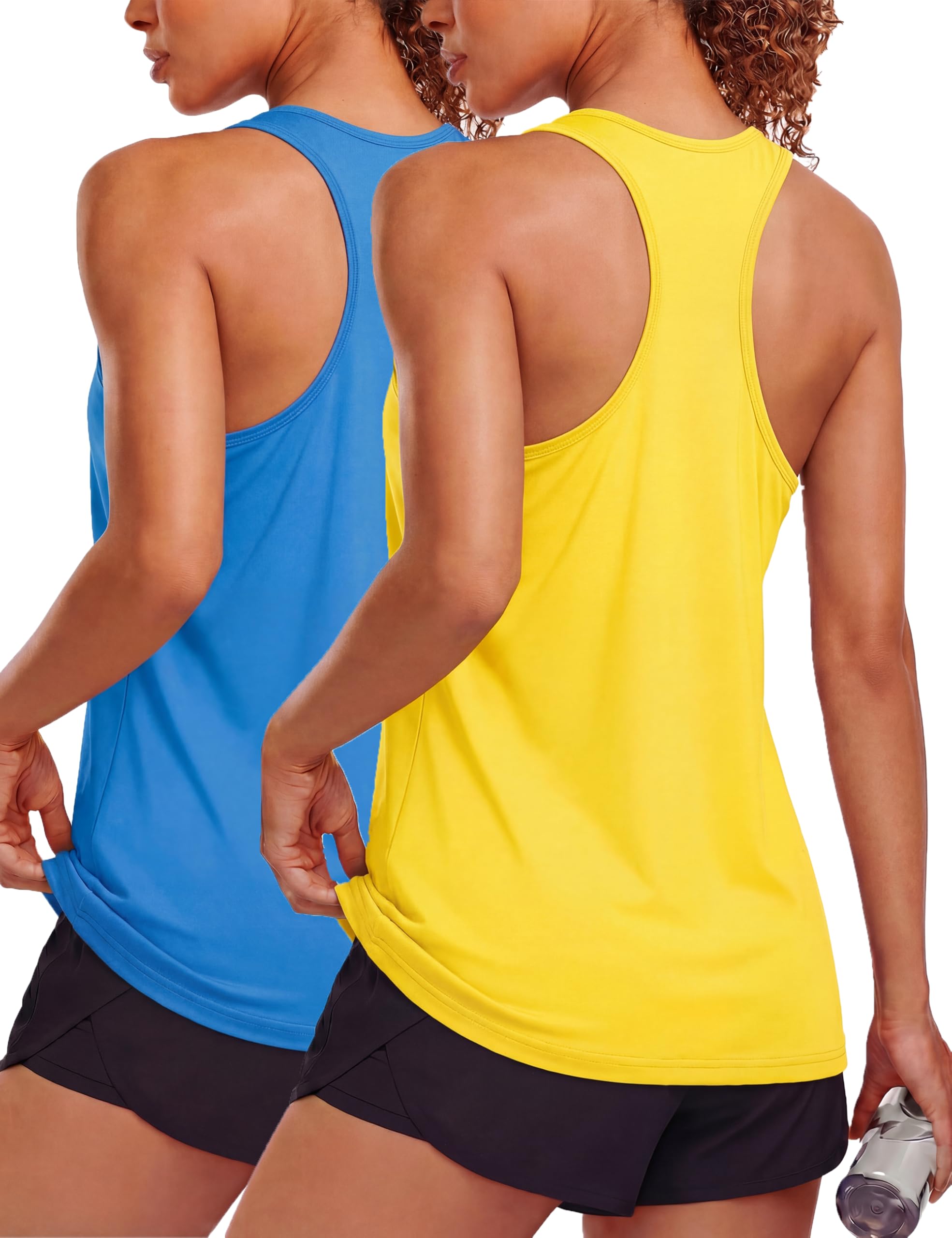 MAGCOMSEN Womens Workout Tank Tops 2 Pack Racerback Tank Quick Dry Athletic Yoga Running Top SPF 80 Sleeveless