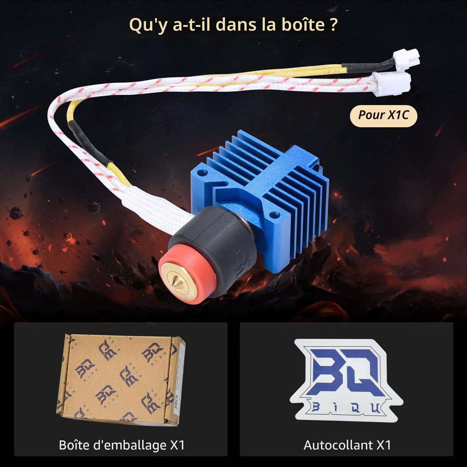 BIQU E3D Panda Revo Hotend compatible avec Bambu-Lab X1C, avec buse E3D Rapid Change Revo Nozzle, mise à niveau Drop-in, hotend à haut débit jusqu'à 40 mm3/s