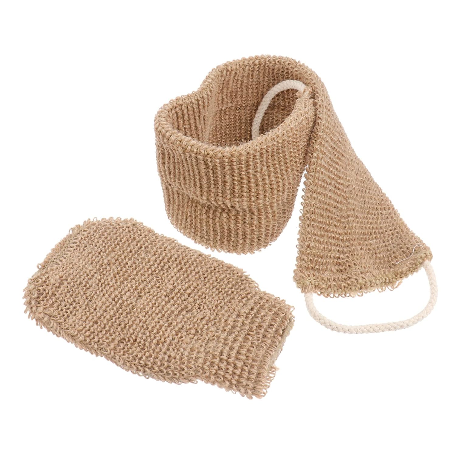 2Pcs Exfoliating Back Scrubber Towel Ramie Jute Bathing Gloves for Deep Clean Reusable for Shower Spa and Daily Use Travel