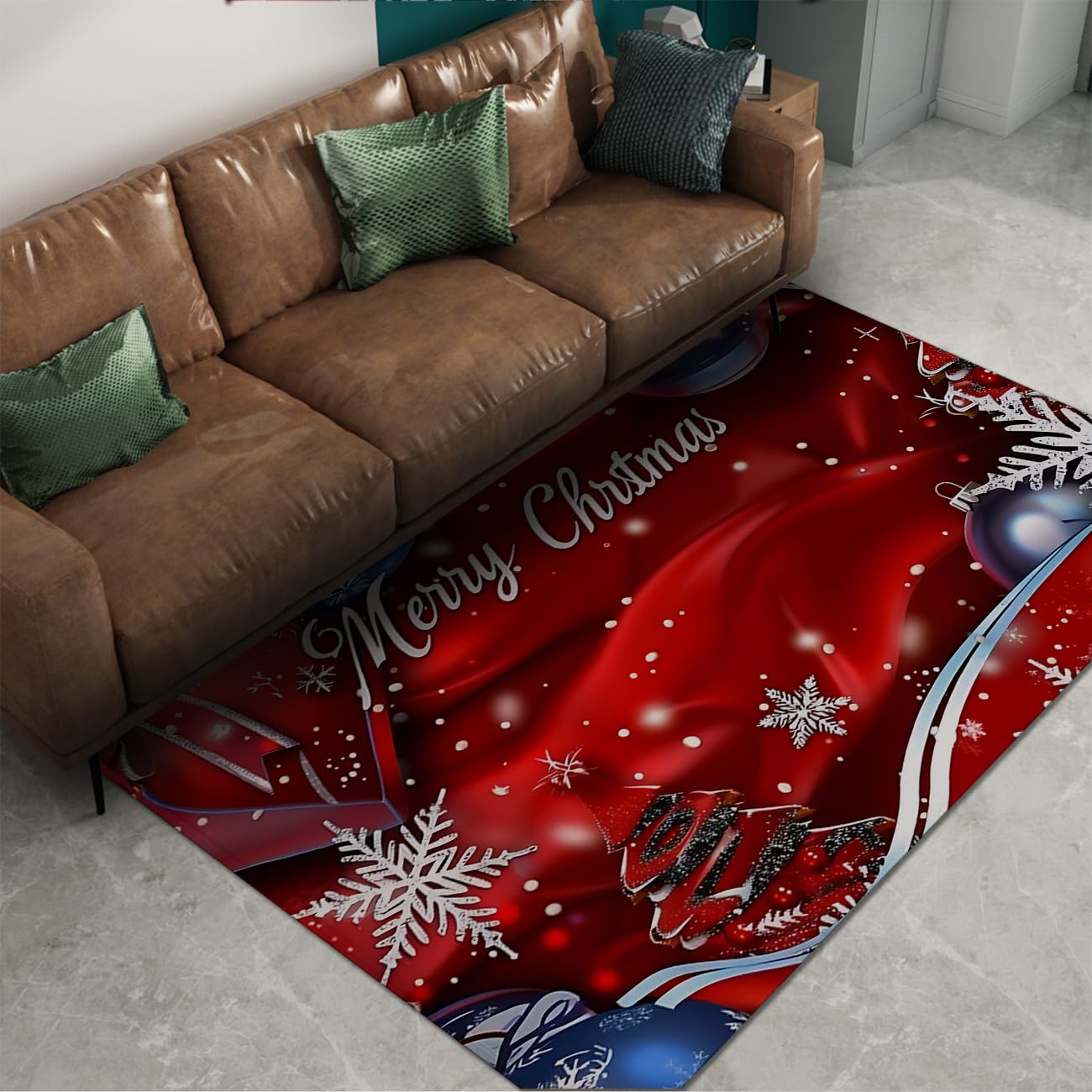 Tapis Noël antidérapant et lavable pour entrée de maison