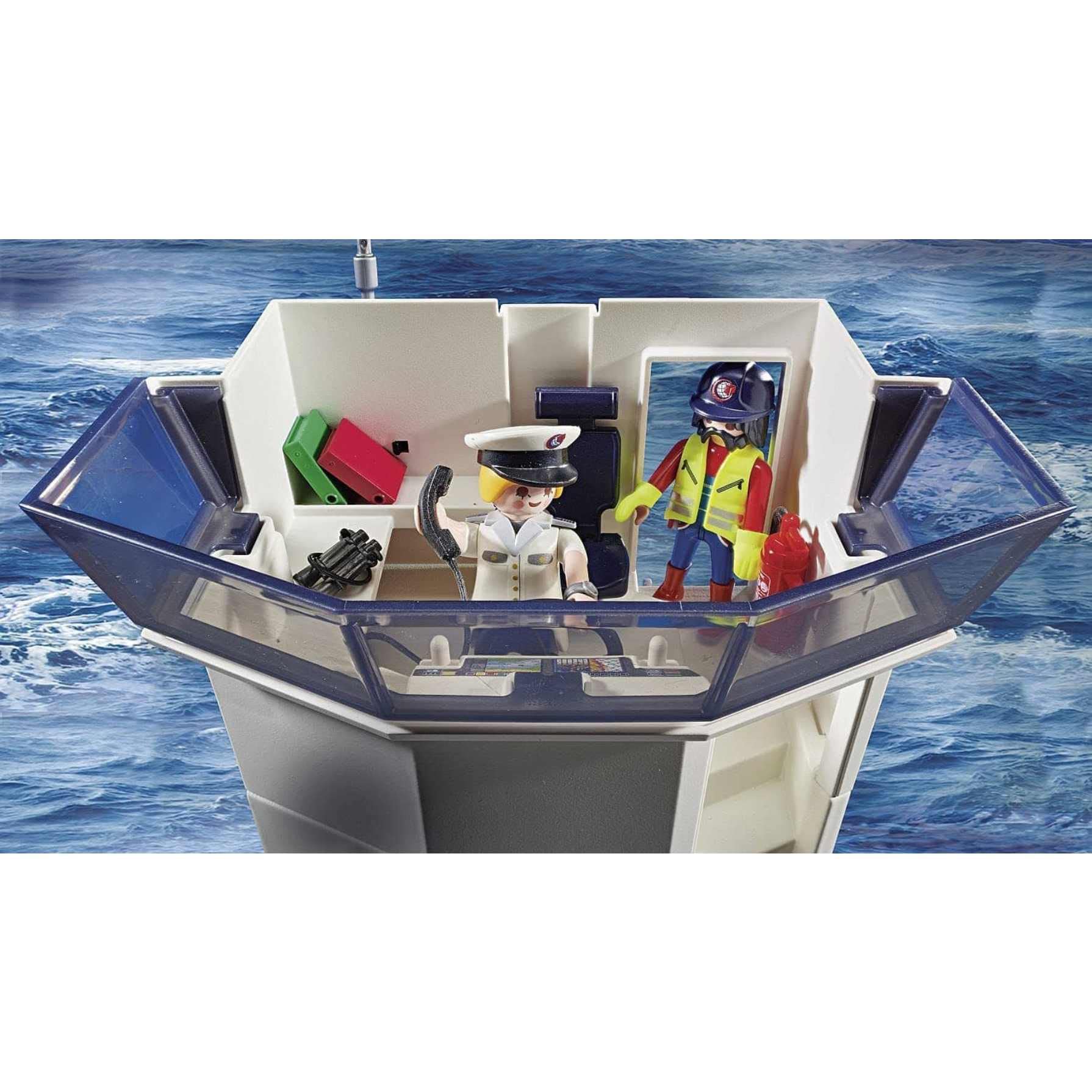 PLAYMOBIL City Action 70769 Großes Containerschiff mit Zollboot, Schwimmfähig, Ab 4 Jahren