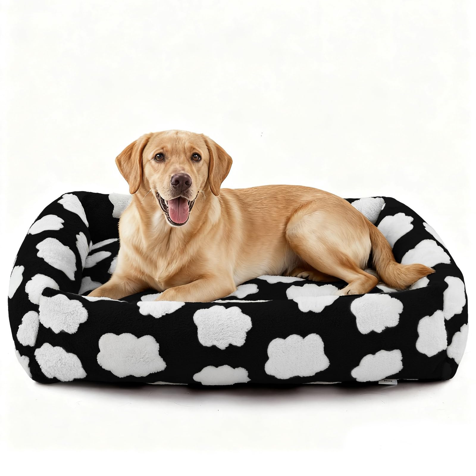 JOEJOY XL Dog Beds Large Sized Dog, Rectangle Washable Orthopedic Pet Bed with Removable Zipper Cover, Cute Soft Calming Puppy Pet Bed with Jacquard Shaggy Plush & Non Skid Bottom