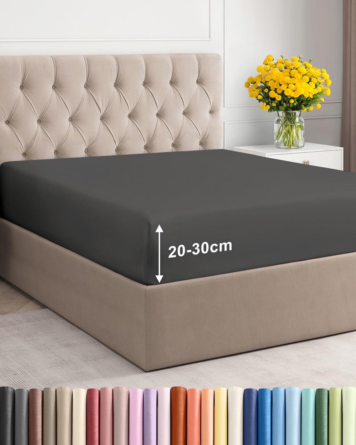 CGK Unlimited Spannbettlaken - Extra Tiefes Spannbetttuch für Matratzen bis 30 cm (12