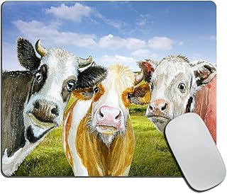 Mouse Pad, Cute Cows Watercolor Mouse Pad, Personalized Rectangle Mousepad Customized Mouse Pads with Designs Non-Slip Rubber Smooth MousePads for Computer Laptop