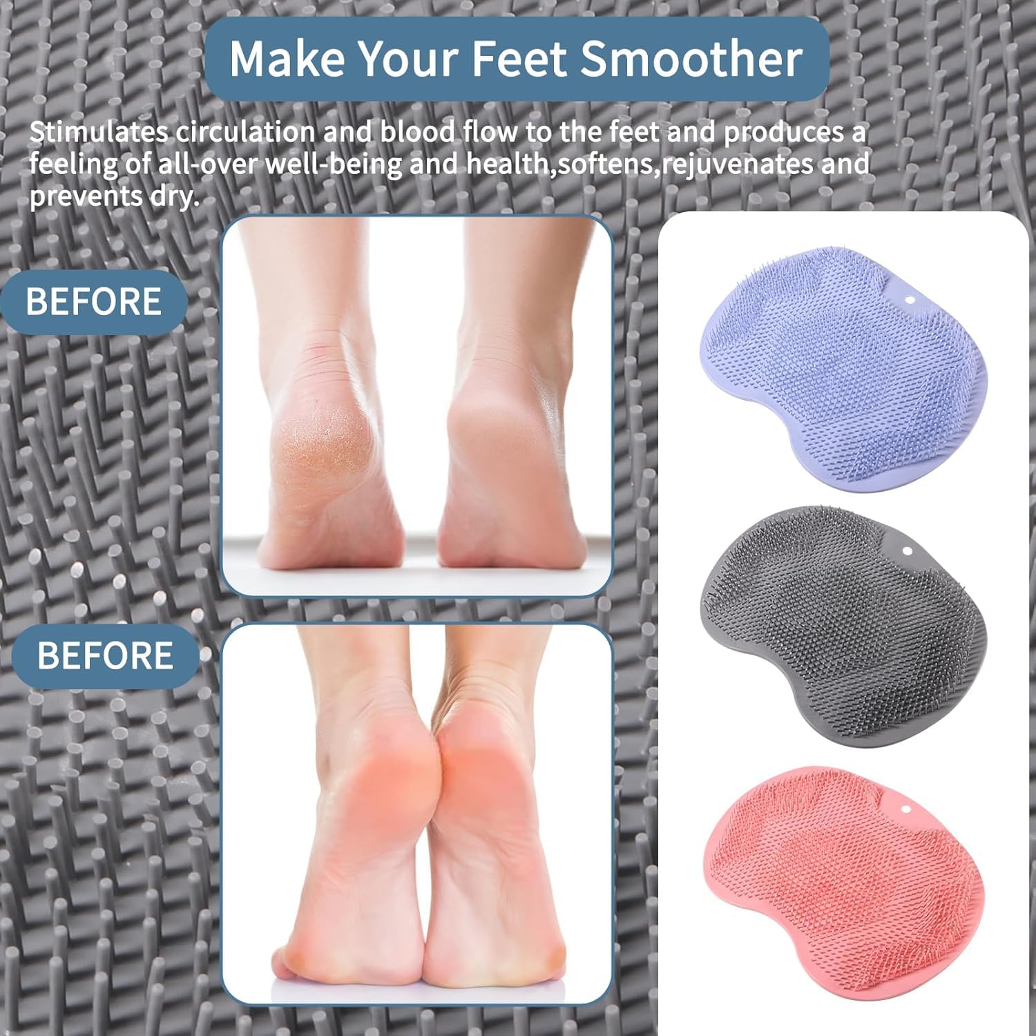 Koffing Shower Foot and Back Scrubber Mat Wall Mounted Shower Foot Scrubber with Suction Cups Exfoliating Silicone Massage Foot Cleaner for Shower (Pack of 1) 4
