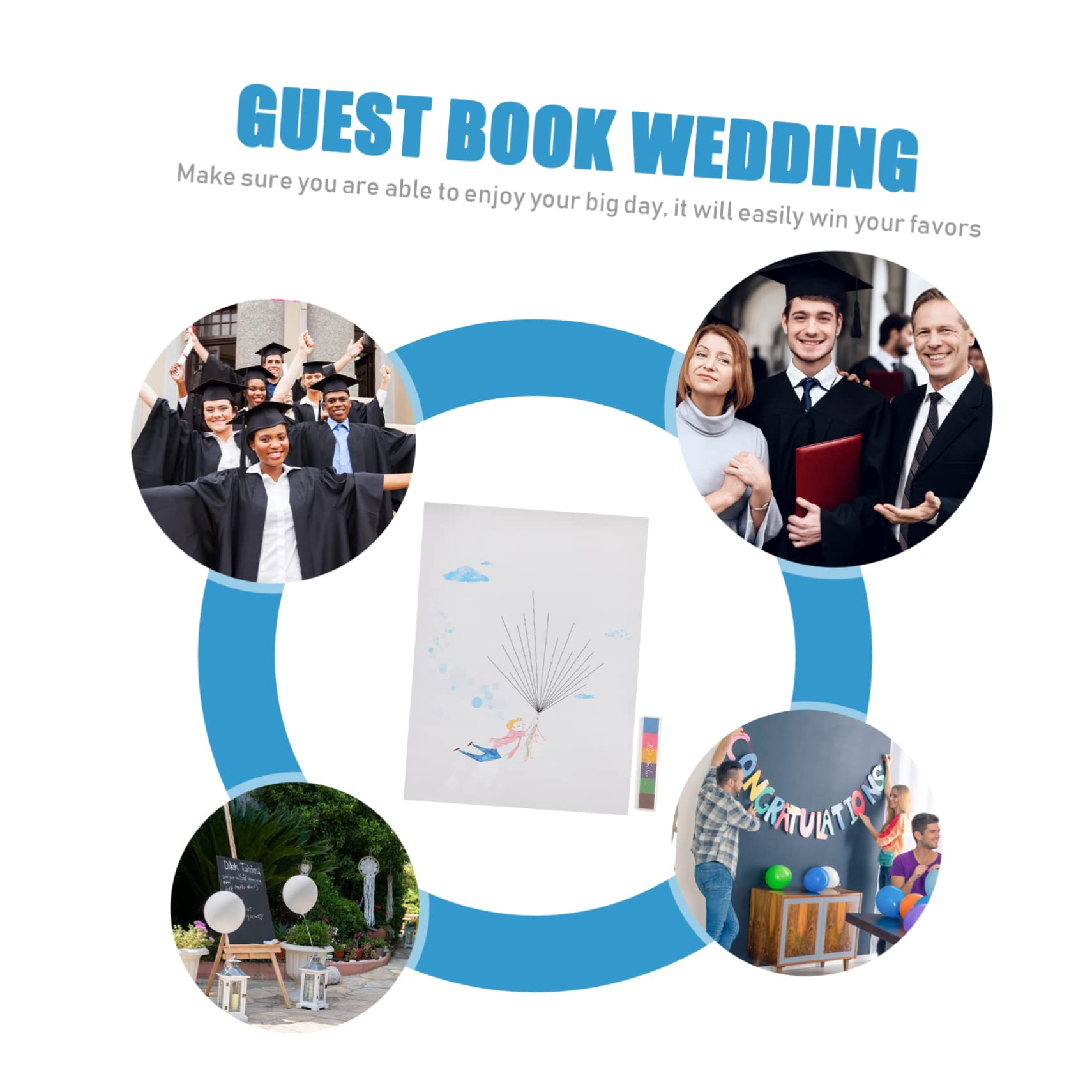 Gadpiparty 4 Stücke Hochzeit Fingerabdruck Gästebuch Ballon Zeichen-braut Dusche Hochzeit Decor