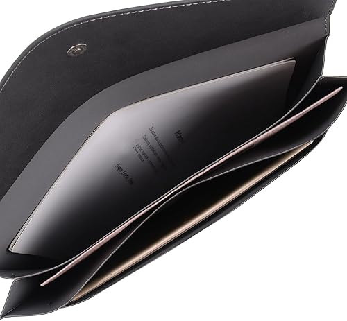 Miniatura 7 de Wason Funda de piel sintética para documentos A4, con bolsillos de gran tamaño para billetes de papel, papelería, tableta y PC, trabajo, estudio,