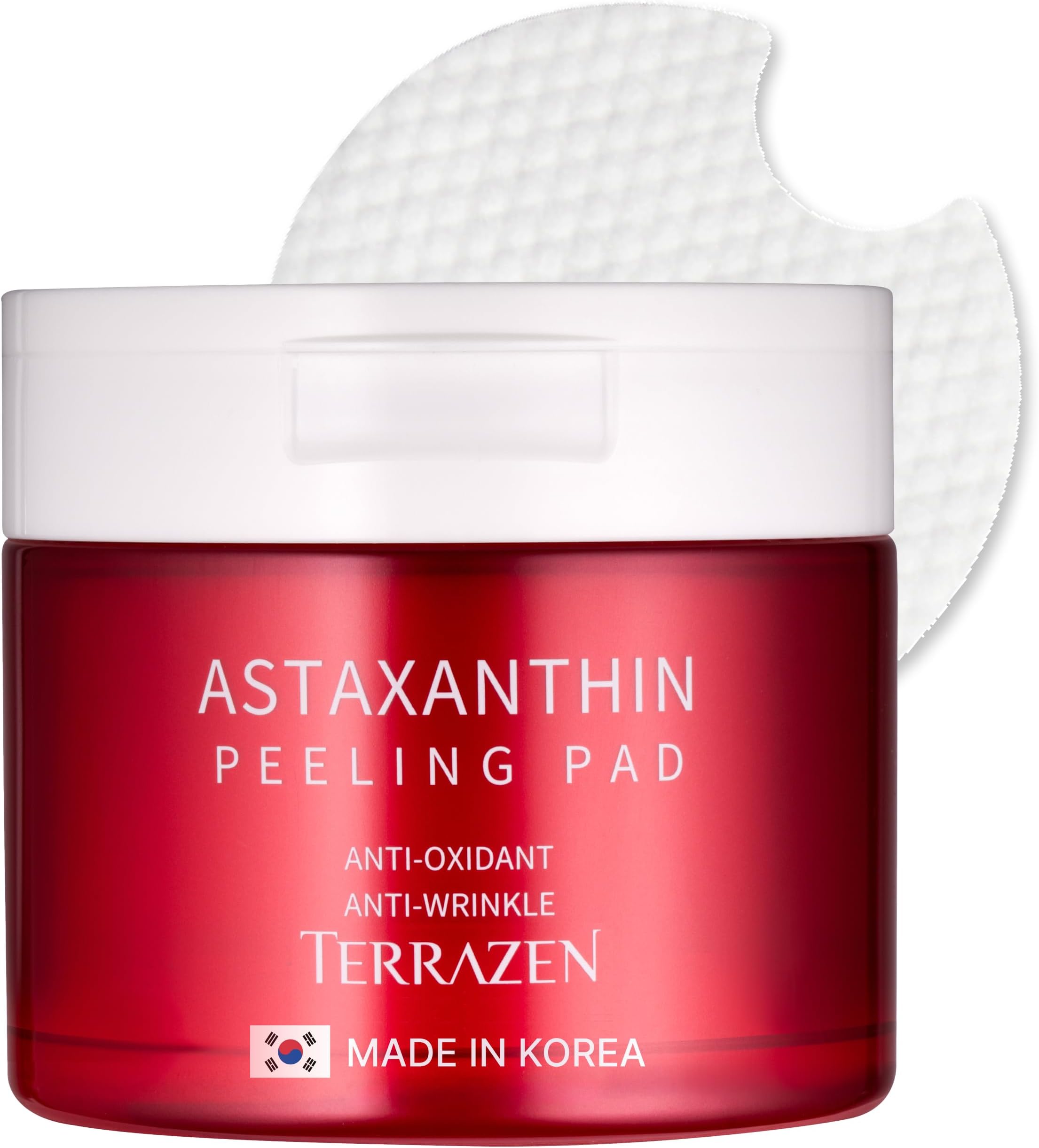 TERRAZEN Korean Face Skin Care Astaxanthin Peeling Pads 60pcs - Anti Aging & Rejuvenating with Peptide Amino Acid Gentle Peel Facial Pads
