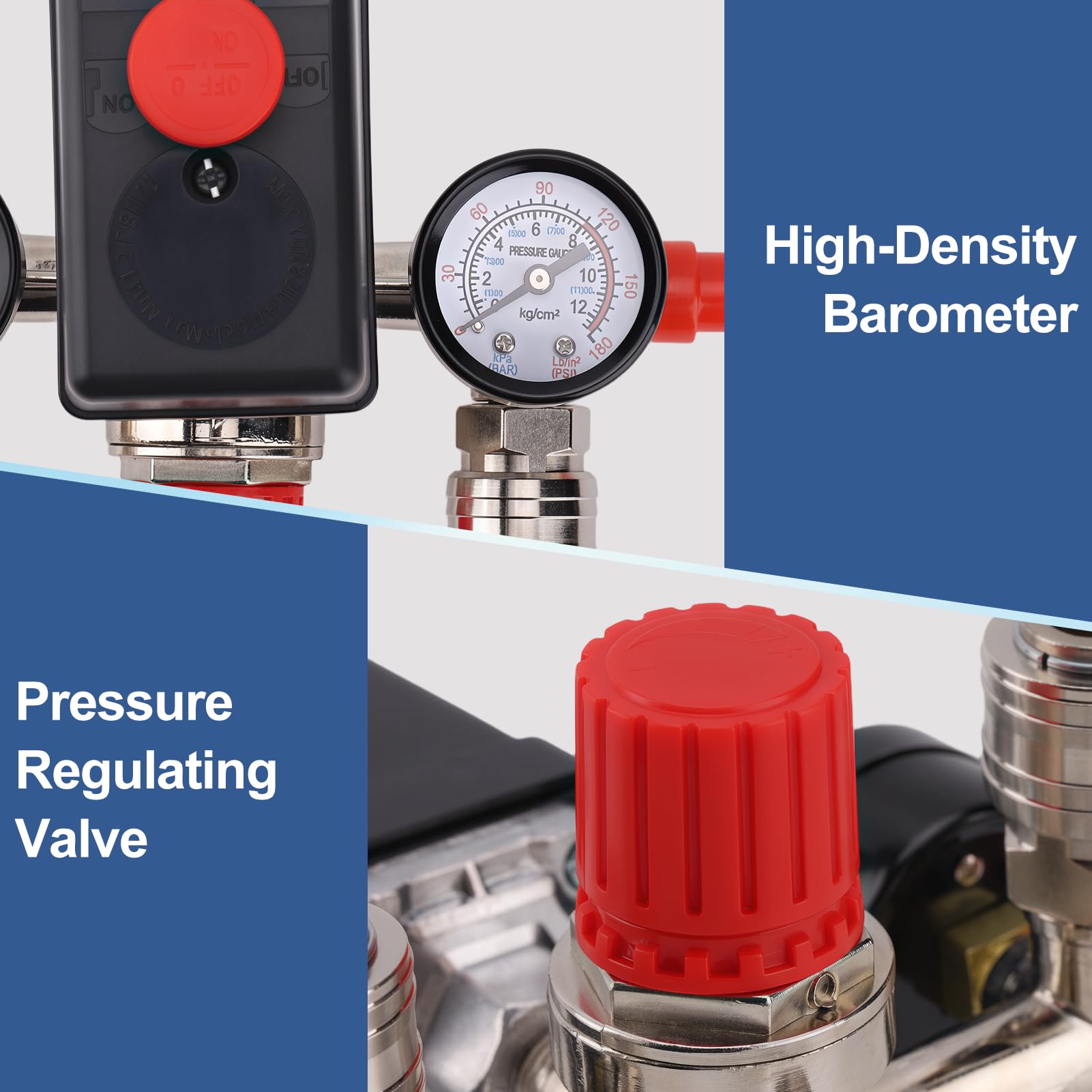 Presostato Compresor Aire,240V Interruptor Presión Válvula 90-120PSI 1/2''