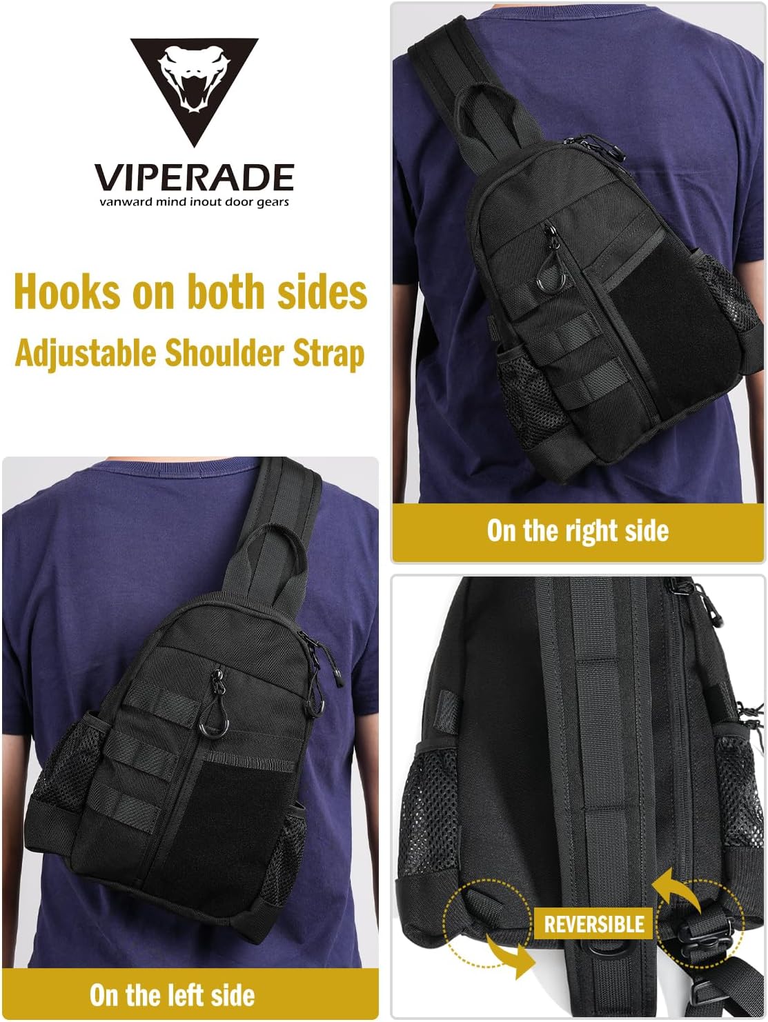 VIPERADE CHS1 Cross Body Bag 1000D Hiking Backpack,Travel Hiking Chest Tactical Fanny Pack Crossbody Sling Bag for Women Men - Image 5