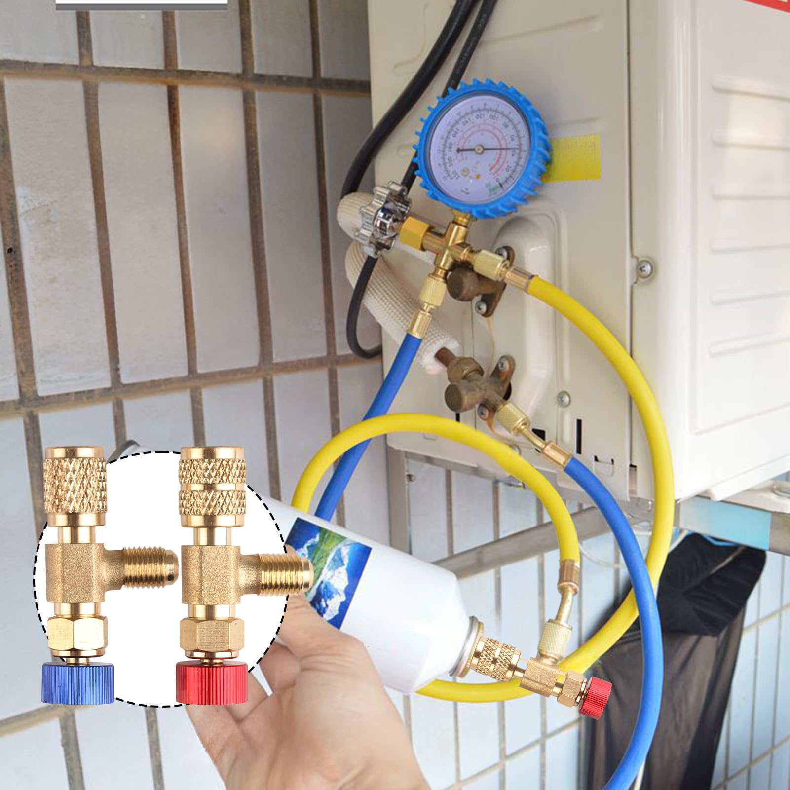 Laiton Haute Qualité Lot De 2 Valves Réfrigérant R410/R22 - - Pour Climatisation Et Froid Vanne Réfrigérant