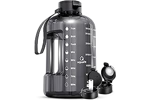AQUAFIT 1 Gallon Water Bottle with Time Marker & Straw Lid -...