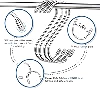 Vista 6 de Myfolrena 20 Pack S Hooks for Hanging, 3.4 Inch Metal S Shaped Hook Heavy Duty Hanging Hooks for Pots, Pans, Plants, Bags, Cups, Clothes (Silver)