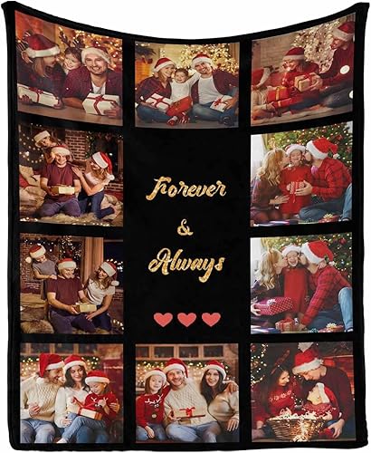 Miniatura 3 de LOSARON Mantas personalizadas con fotostexto, manta personalizada con imágenes para cumpleaños, Navidad, San Valentín, para cama, sofá, viajes
