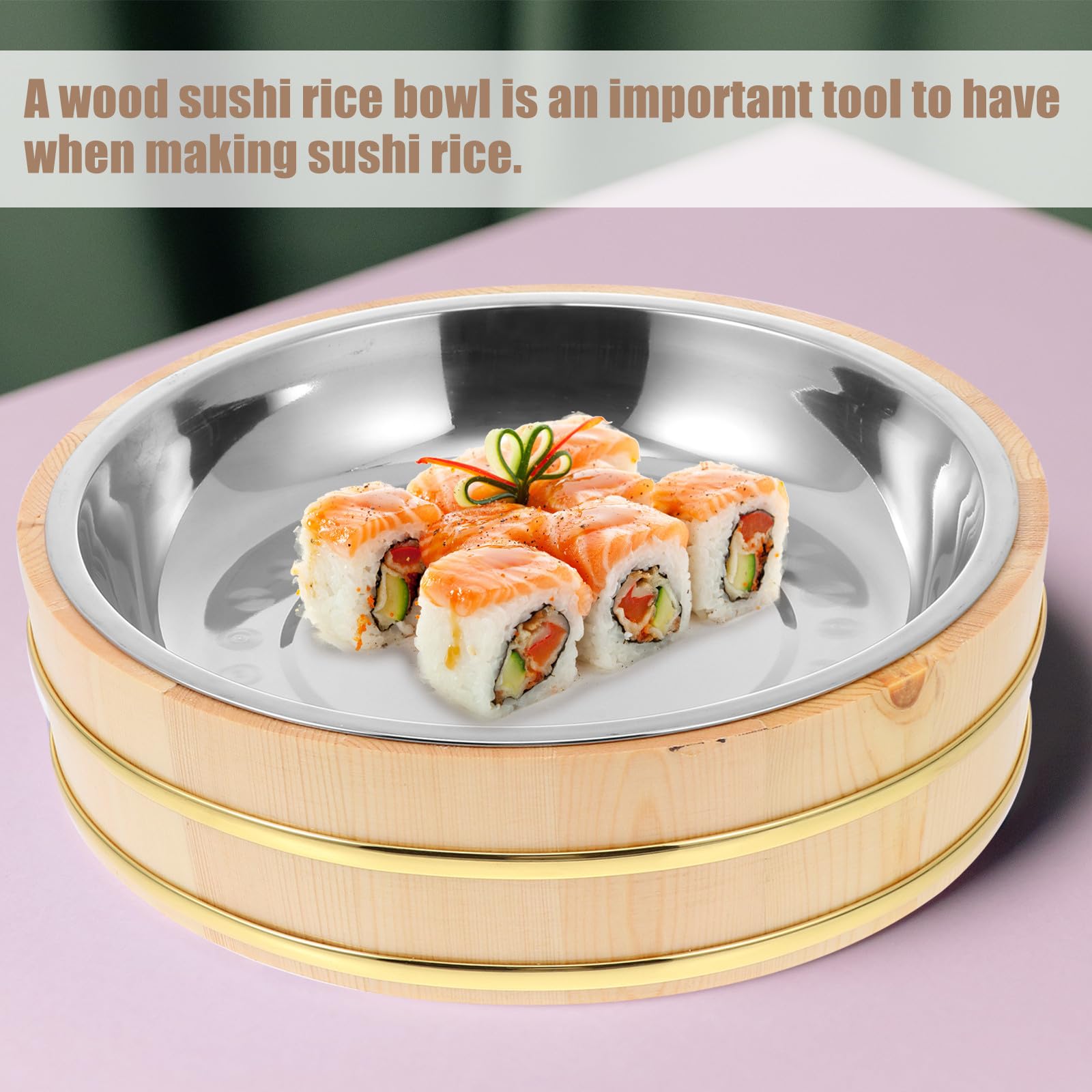 Zerodeko Recipiente de Madera y Acero Inoxidable para Sushi y Bibimbap Diseño Grueso en Forma de Cangrejo de Río para Servir en Cocina y Mesa